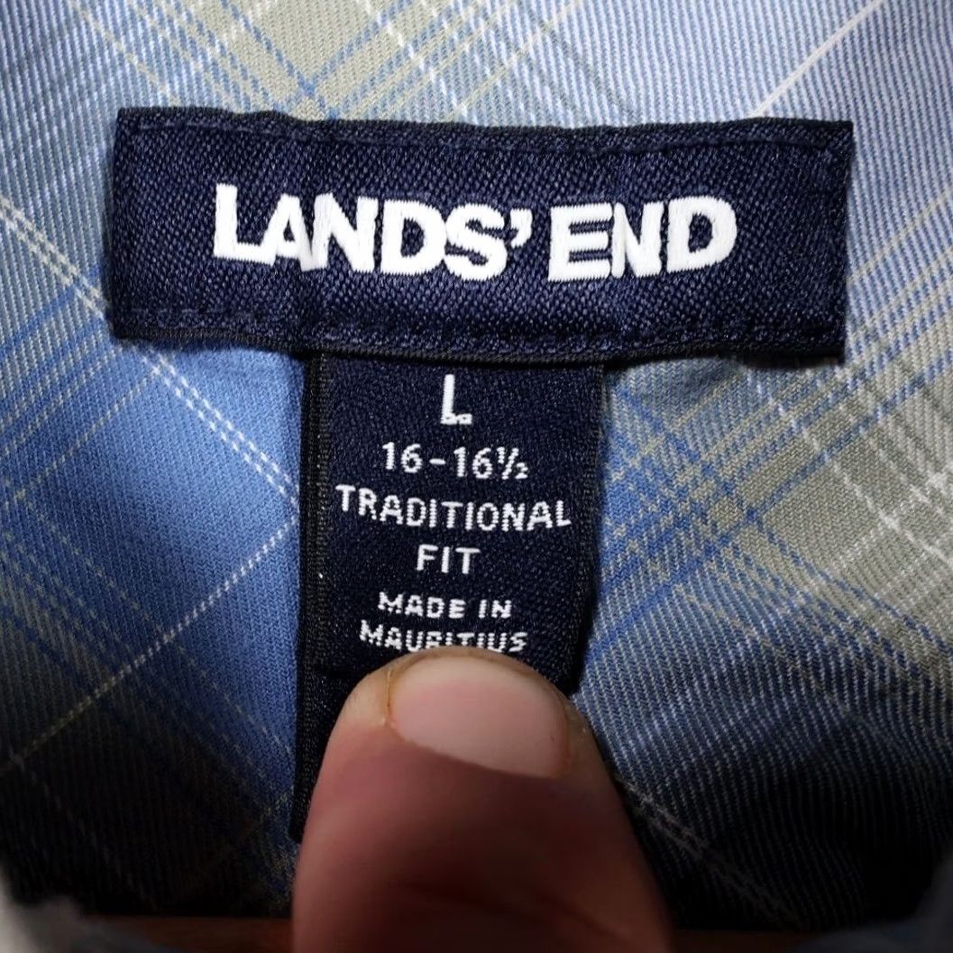 Lands' End Lands' End Mens L Blue Plaid Flannel Button Down Shirt Traditional Fit Size US L / EU 52-54 / 3 - 6 Thumbnail