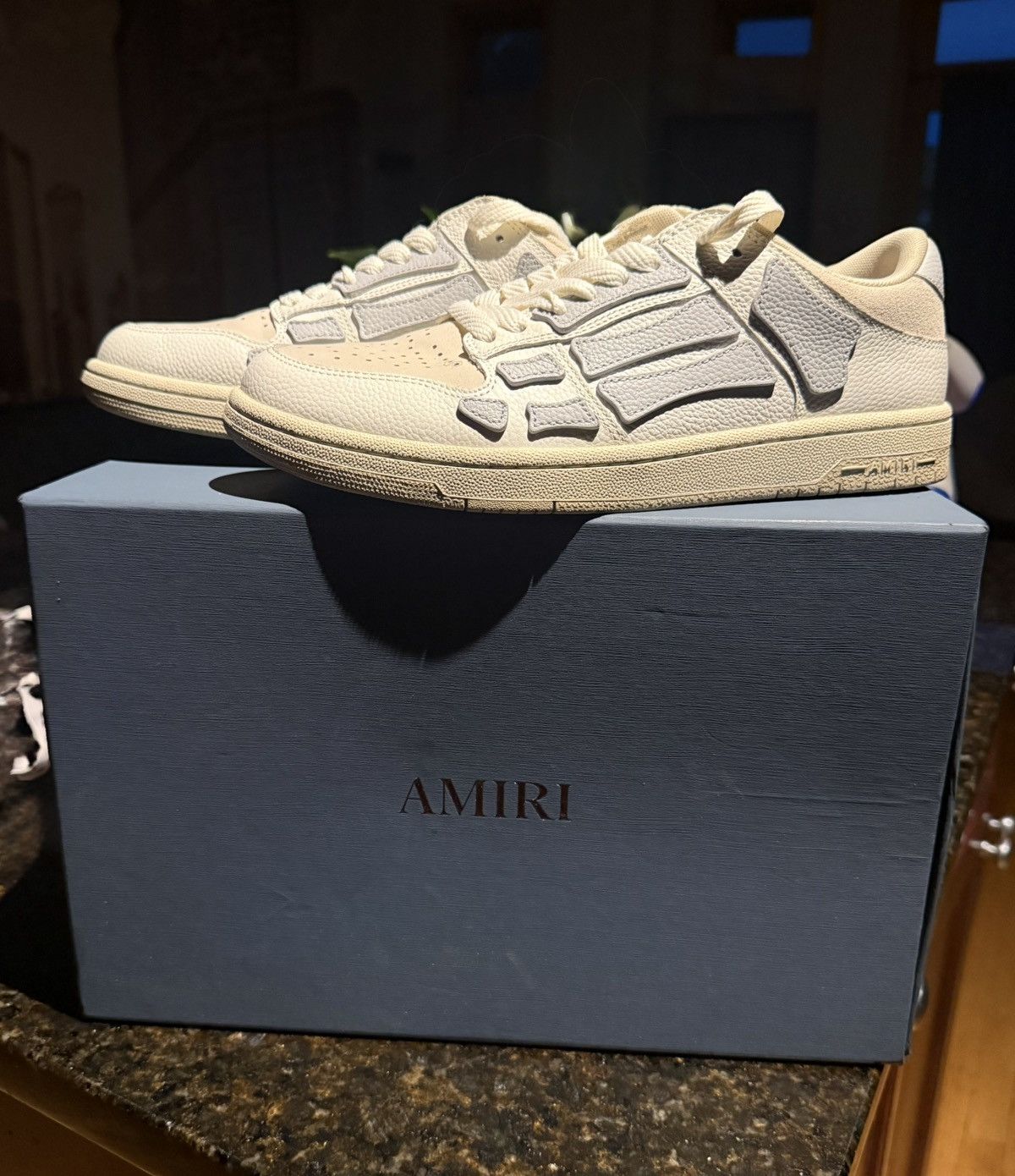 Amiri Amiri White and Grey Low Top Skeleton Sneakers Size US 10 / EU 43 - 2 Thumbnail