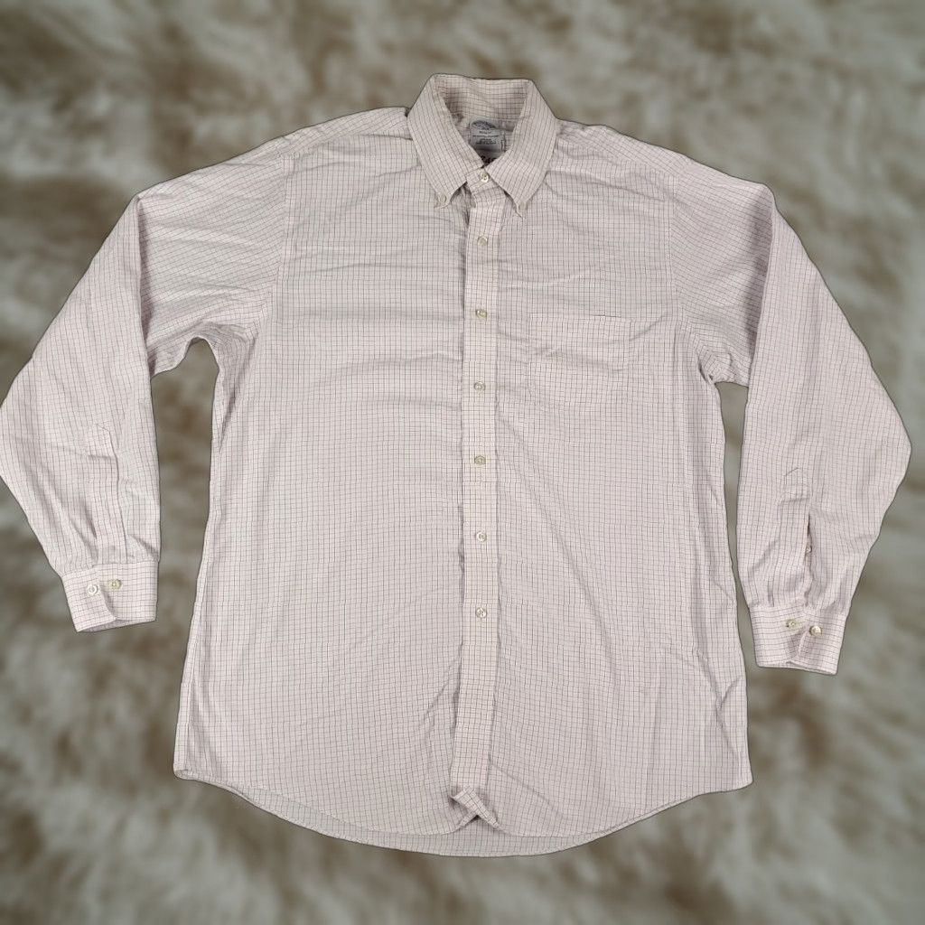 Brooks Brothers Vintage Brooks Brothers Dress Shirt Men 16.5 Pink Plaid Long Sleeve Collared Business Formal Office Wear Size 42R - 1 Thumbnail