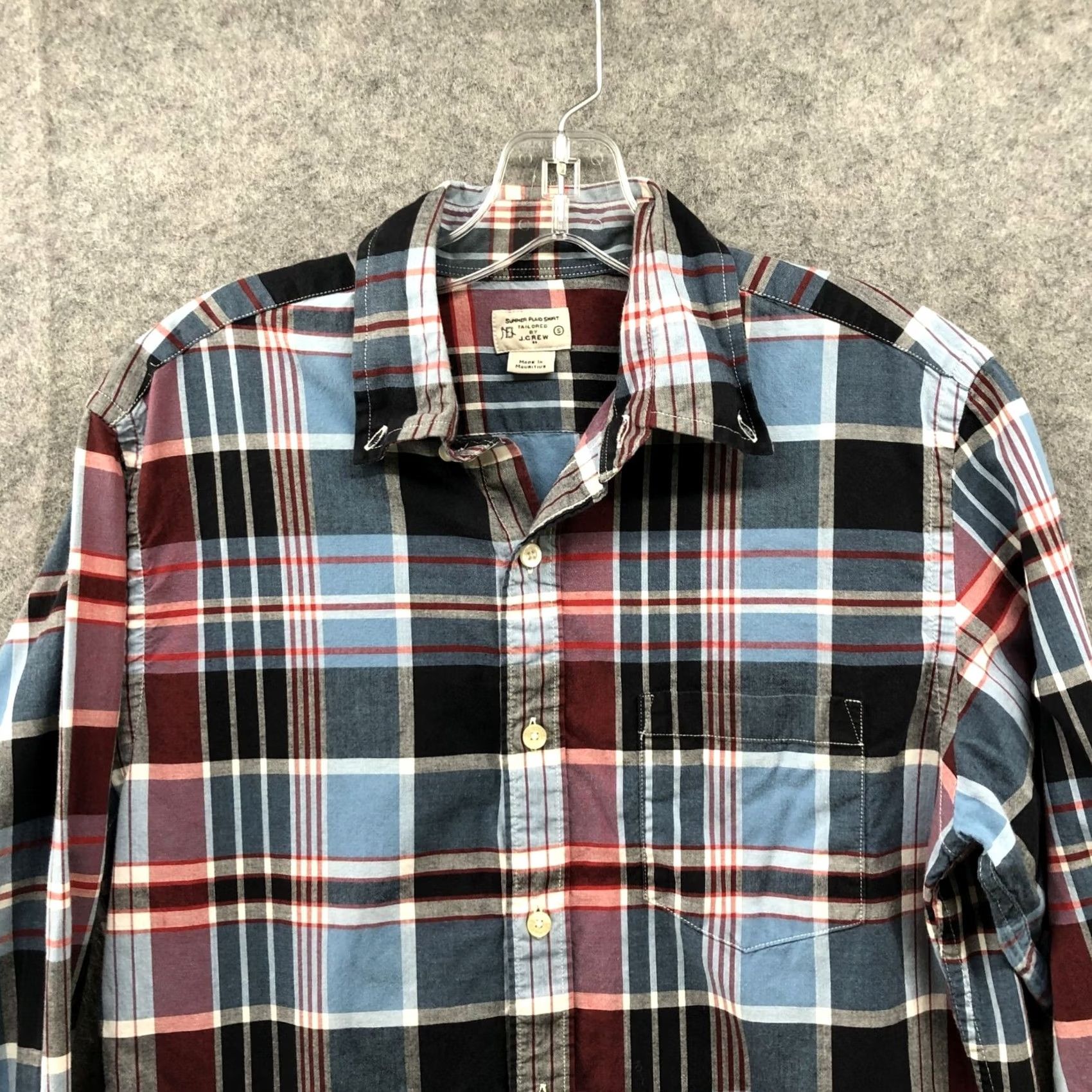 J.Crew VINTAGE J. Crew Summer Plaid Shirt Mens S Long Sleeve Blue Red Cotton Lightweight Size US S / EU 44-46 / 1 - 3 Thumbnail