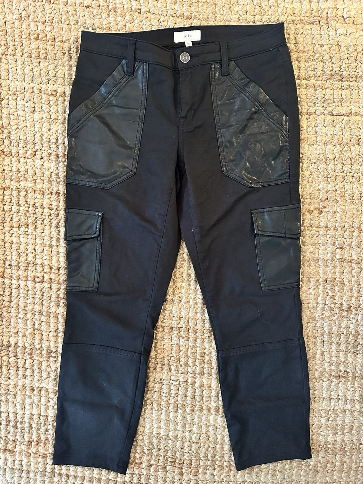 Joie JOIE Okana Faux Leather Trimmed Cropped Pants Size 29" - 6 Thumbnail