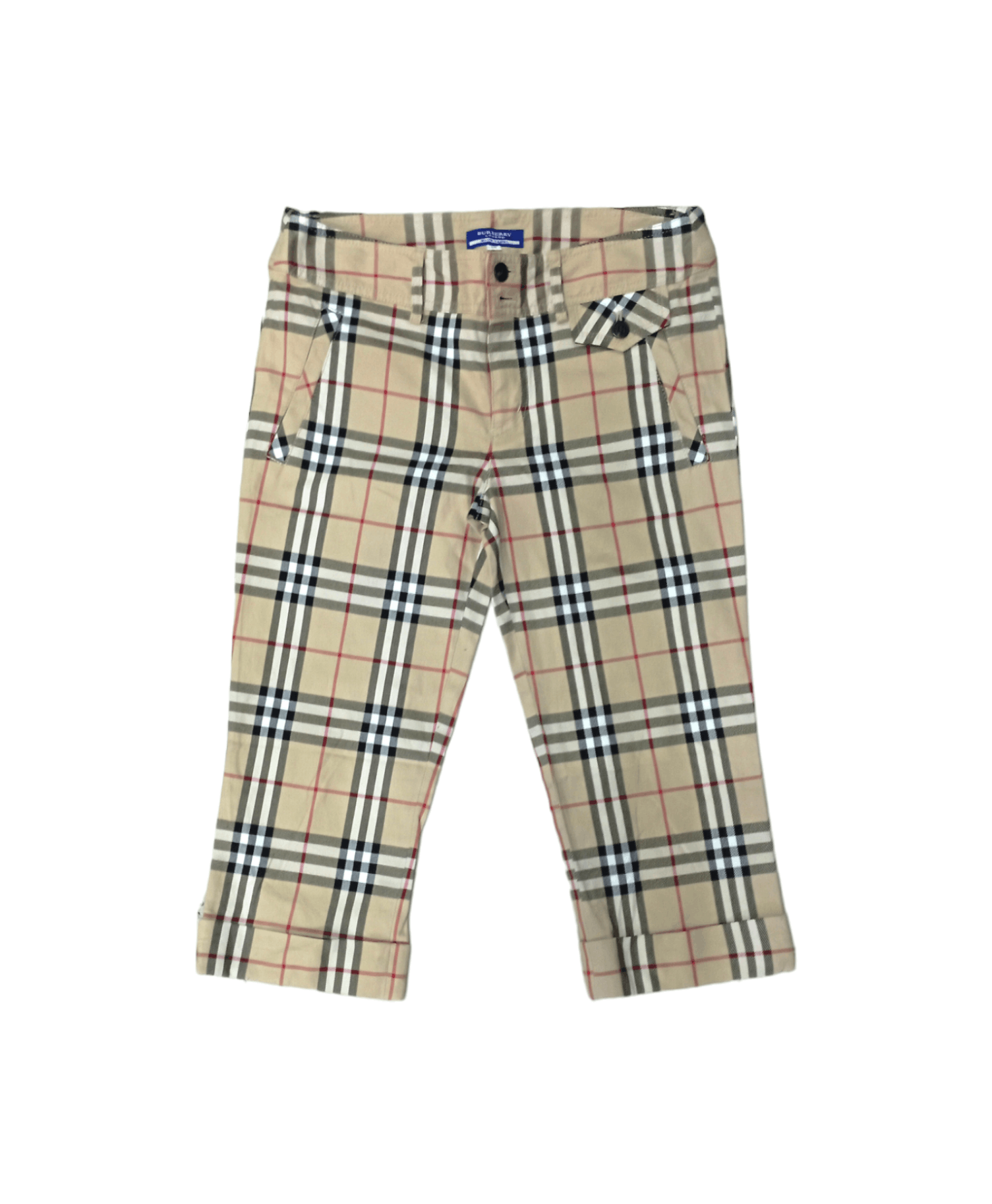 image of Burberry Blue Label Midi Pants Nova Check in Beige, Women's (Size 31)