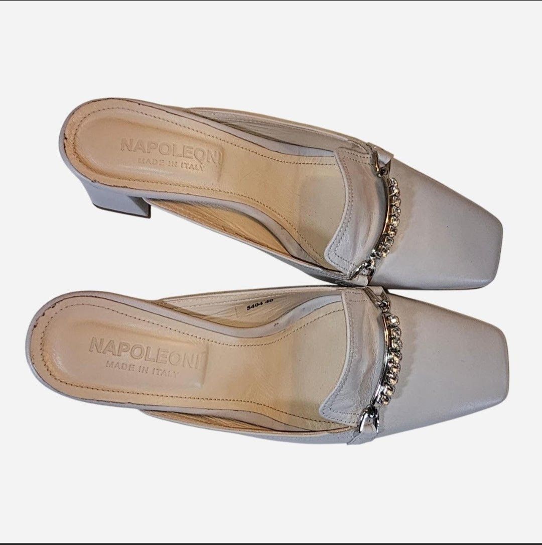 Other Napoleoni Grey leather mules Size US 10 / IT 40 - 2 Thumbnail
