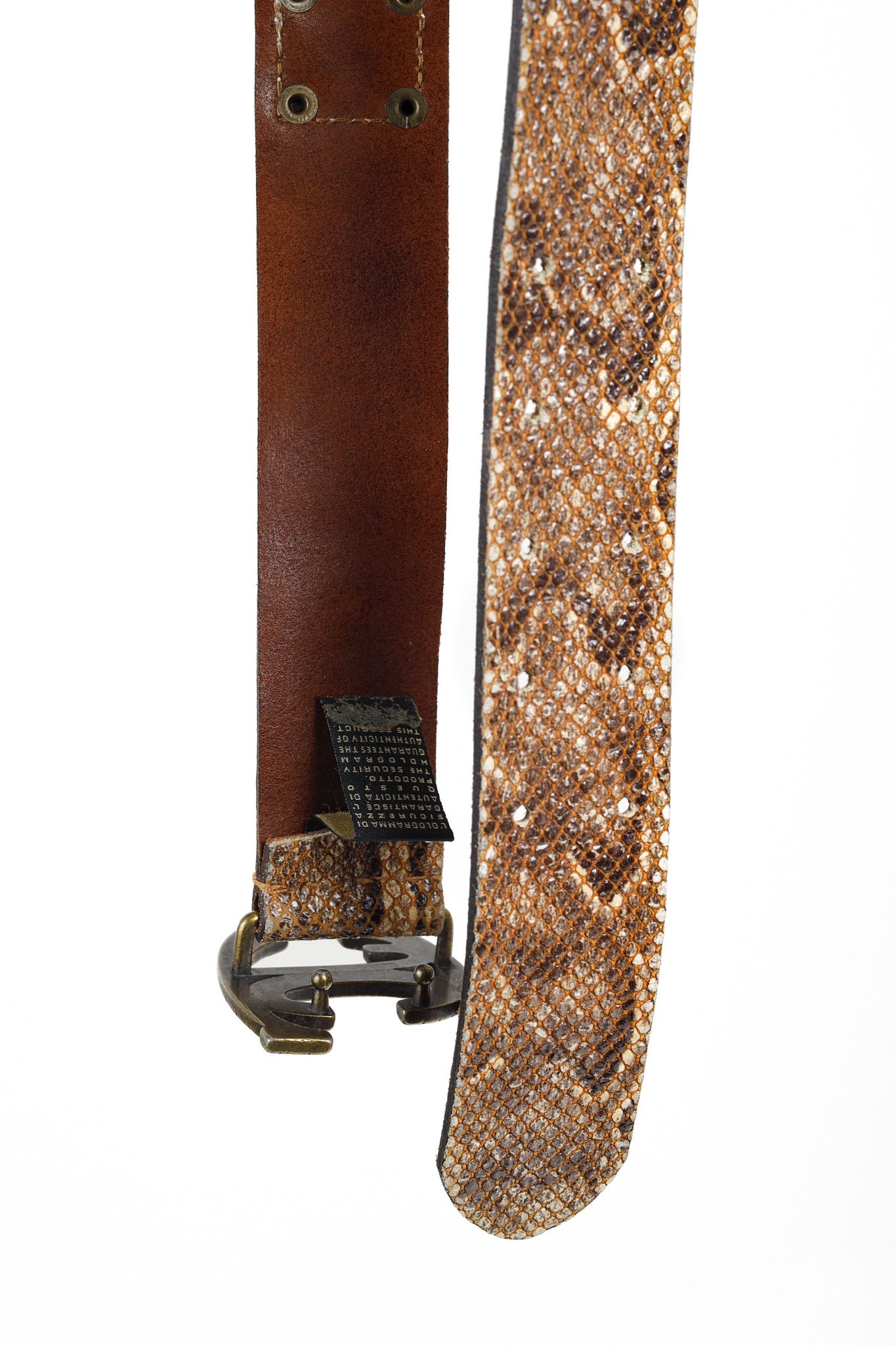 Just Cavalli Just Cavalli Brown Snakeskin-Texture Logo-Buckle Belt Size ONE SIZE - 7 Thumbnail