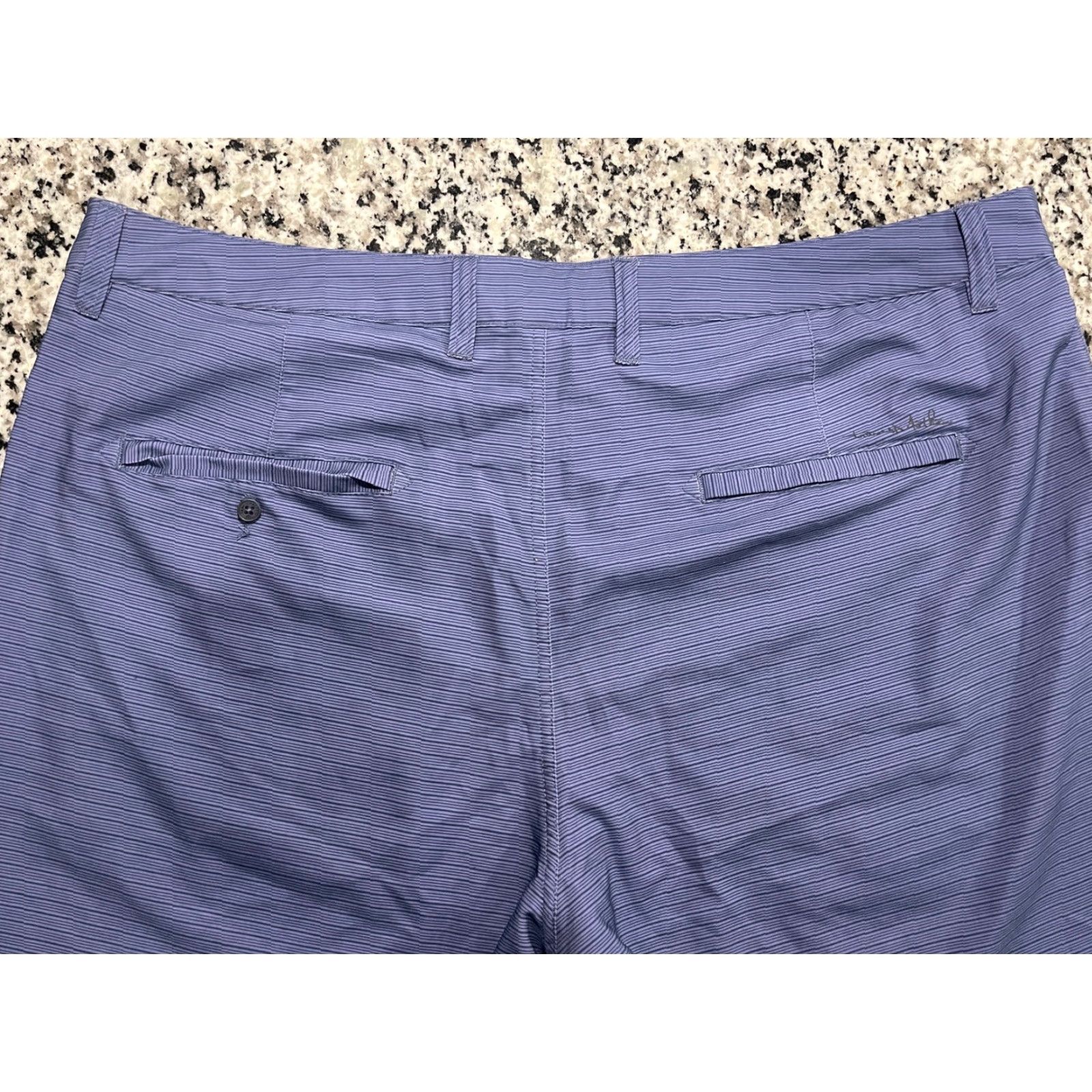 TravisMathew Travis Mathew Chino Shorts Men Blue 39 Waist Lightweight Casual Golf Regular Size 38 39in Pockets Striped Outdoor Mens Size US 39 - 6 Thumbnail