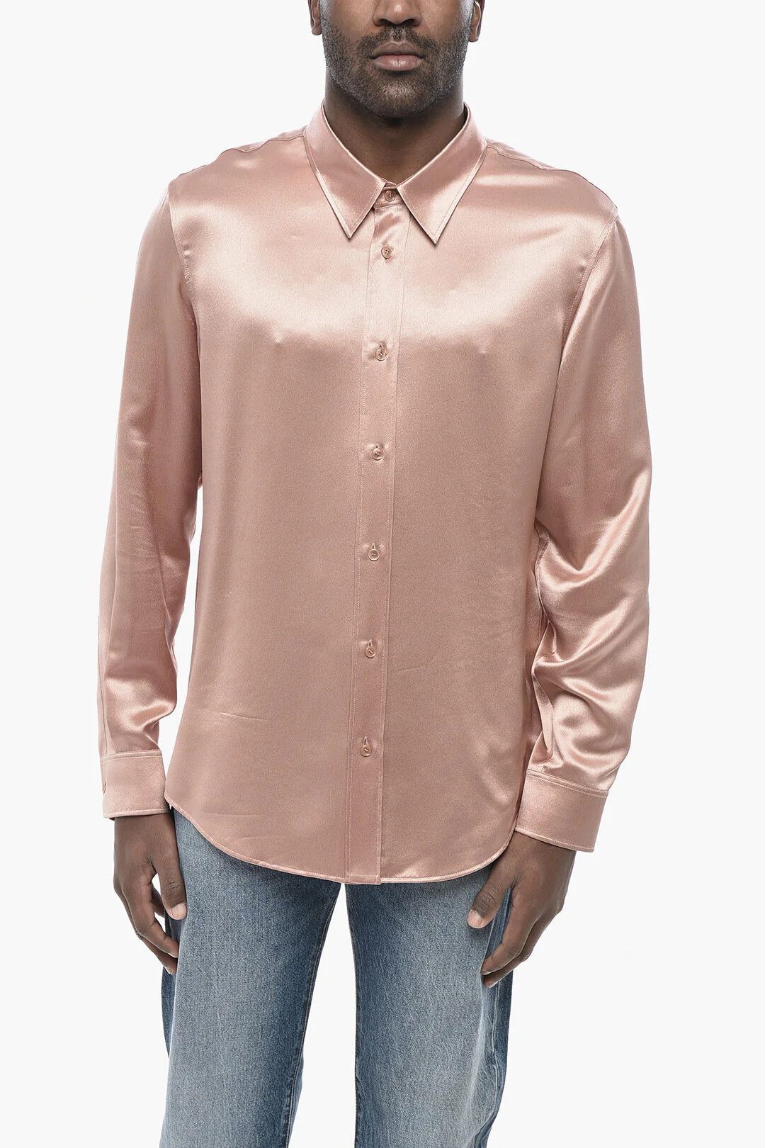 Celine og1mm0426 Long-Sleeve Silk Shirt in Pink Size US XXS / EU 40 - 1 Thumbnail