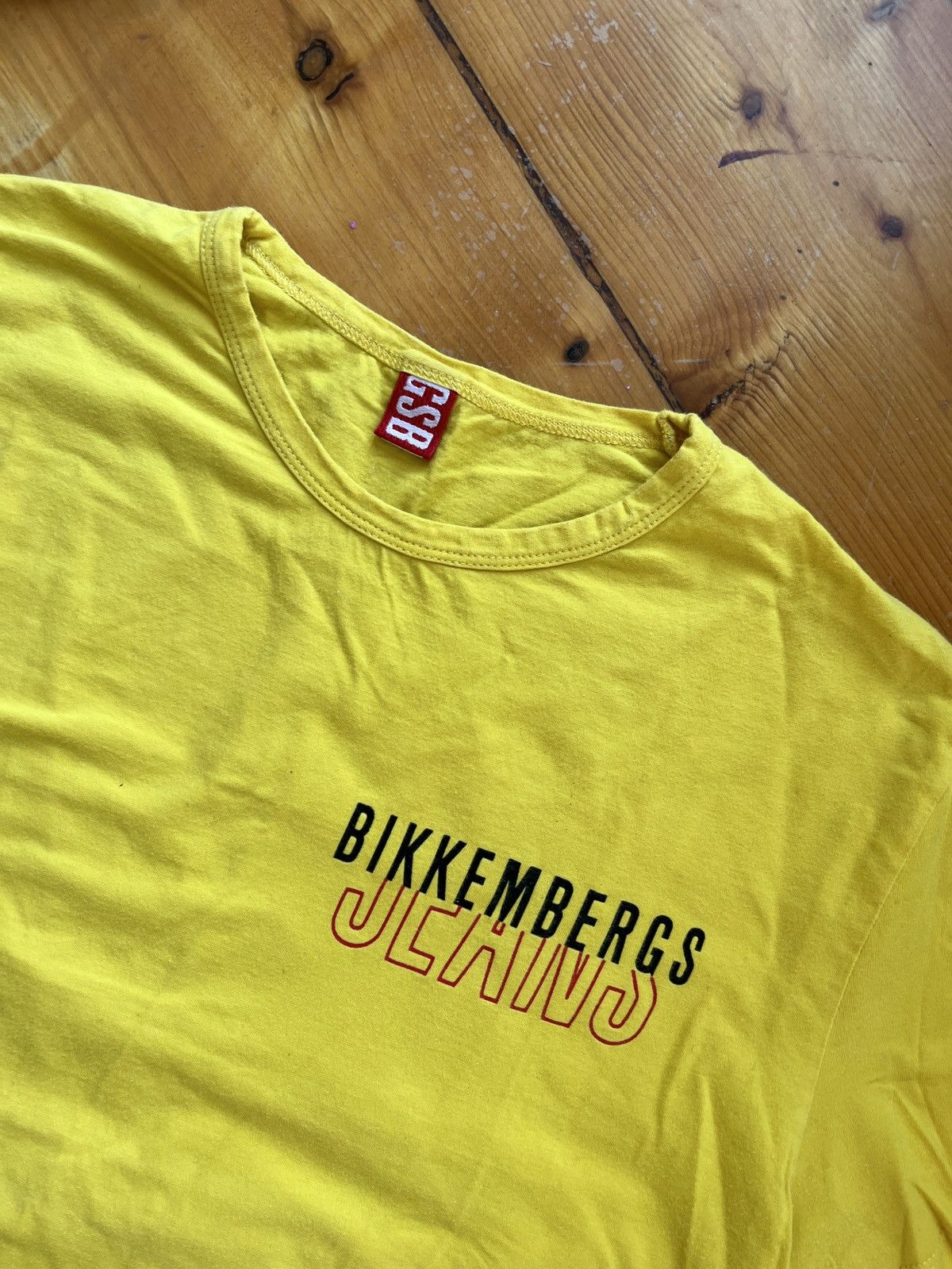 Dirk Bikkembergs × Vintage Bsg dirk bikkembergs jeans yellow tee t-shirt made in Italy Size US S / EU 44-46 / 1 - 2 Thumbnail