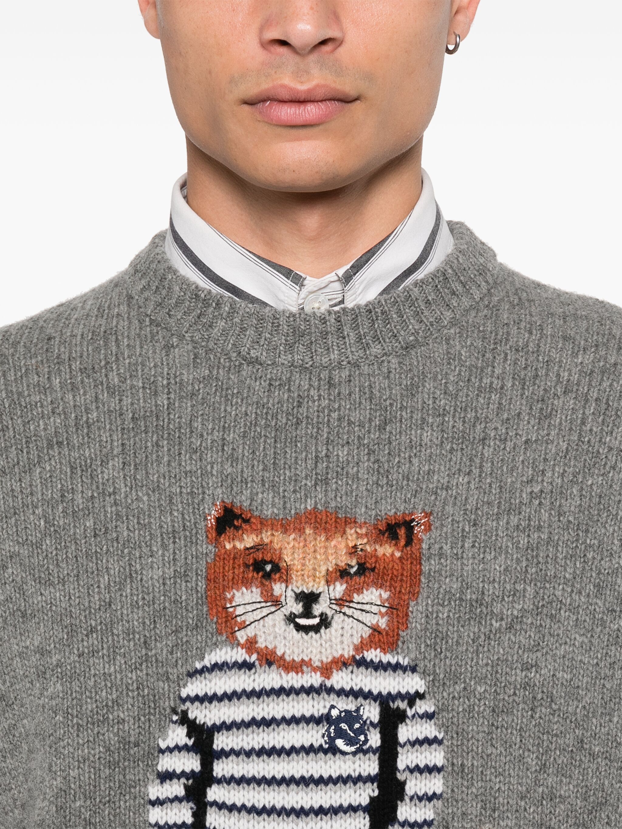 Maison Kitsune o1s22i1n1124 Wool Sweater in Grey Size US S / EU 44-46 / 1 - 5 Thumbnail