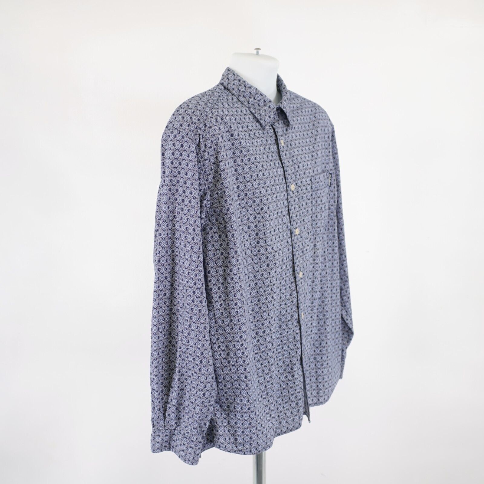 Eddie Bauer Eddie Bauer Geometric Floral Blue Large Pocket Collared Dres Size US L / EU 52-54 / 3 - 8 Thumbnail