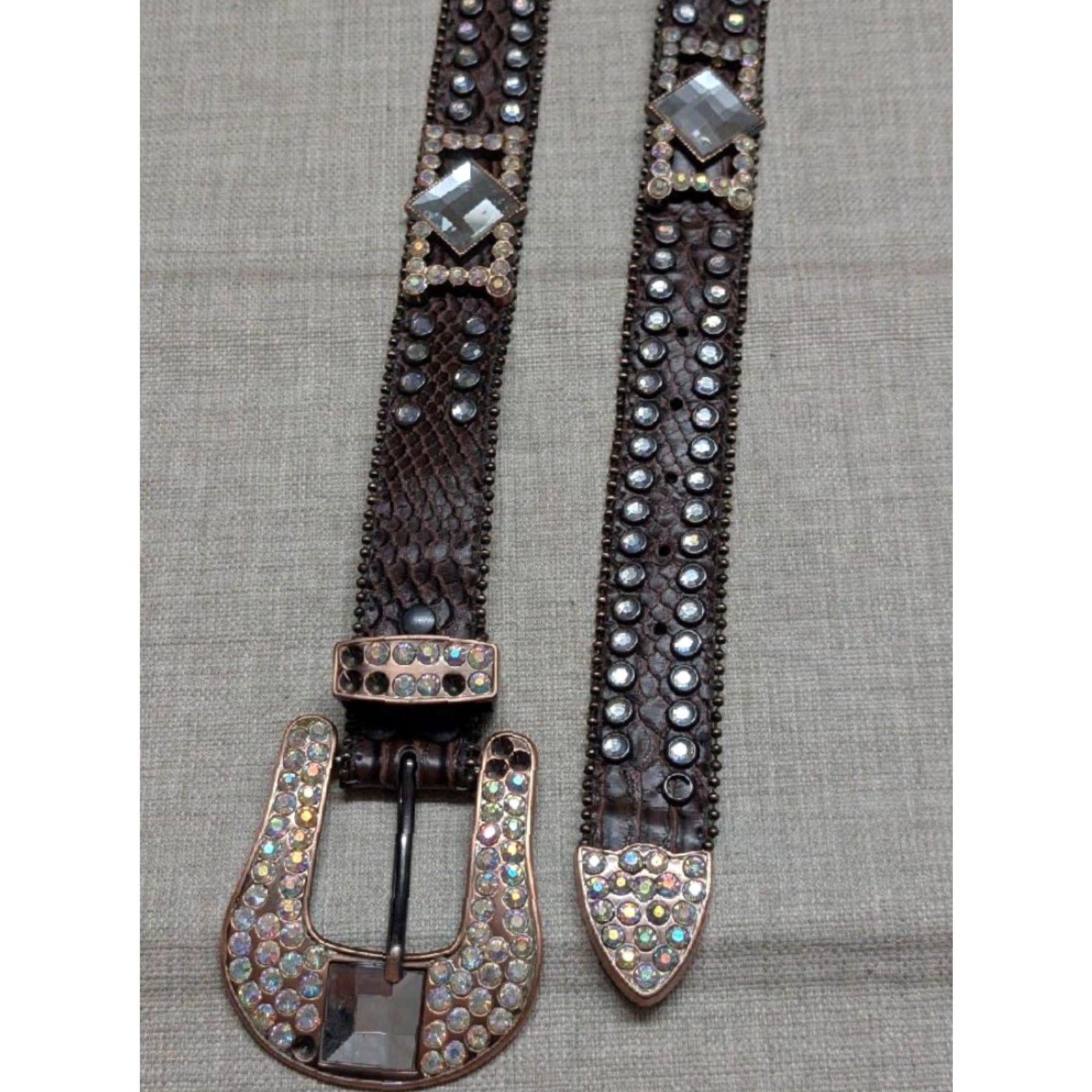 Vintage VINTAGE NOCONA belt Western Studded Rhinestone 38 Brown Leather Cowboys Rodeo Belt Mens Size 38 - 5 Thumbnail