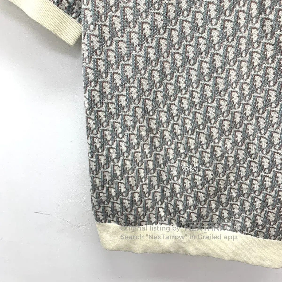 Dior Gray Patterned Short Sleeve Polo Top XS. Size US XS / EU 42 / 0 - 4 Thumbnail