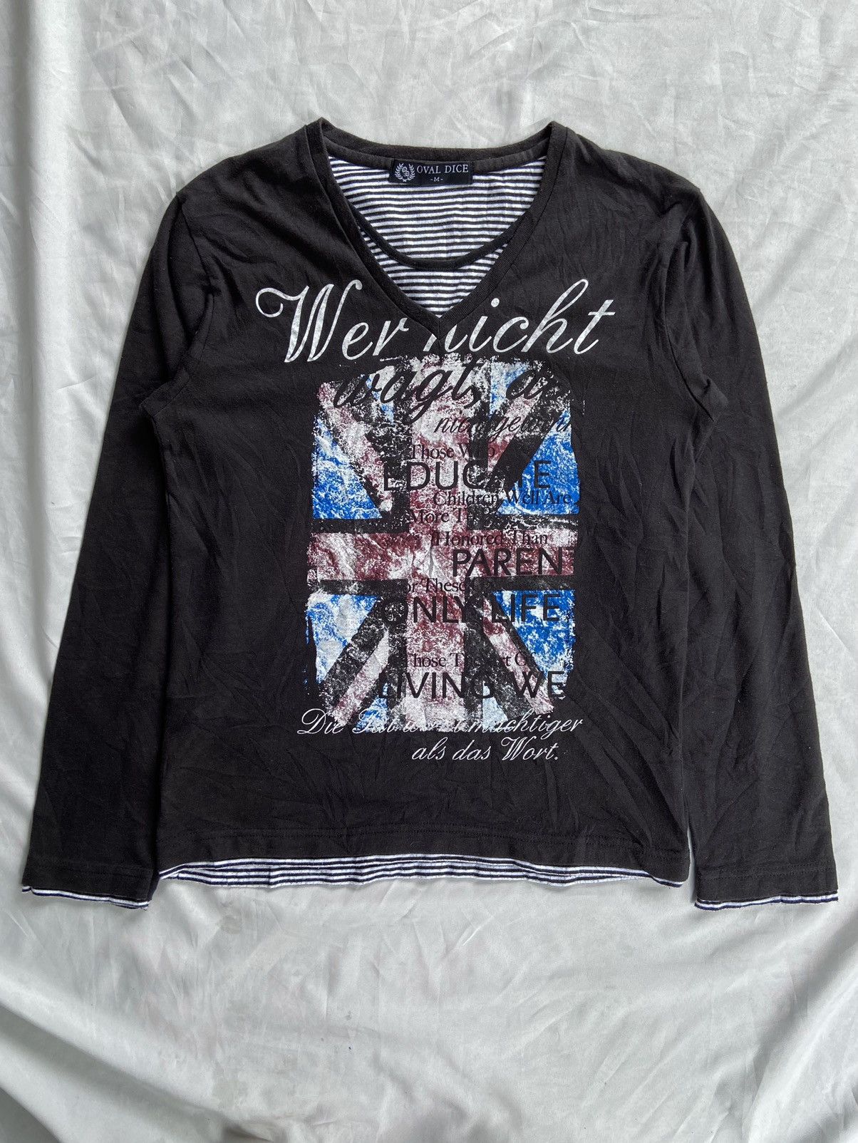 Japanese Brand DOUBLE LAYER VERRICHT WAGT DUTCH LANGUAGE LONG SLEEVE Size US S / EU 44-46 / 1 - 1 Thumbnail