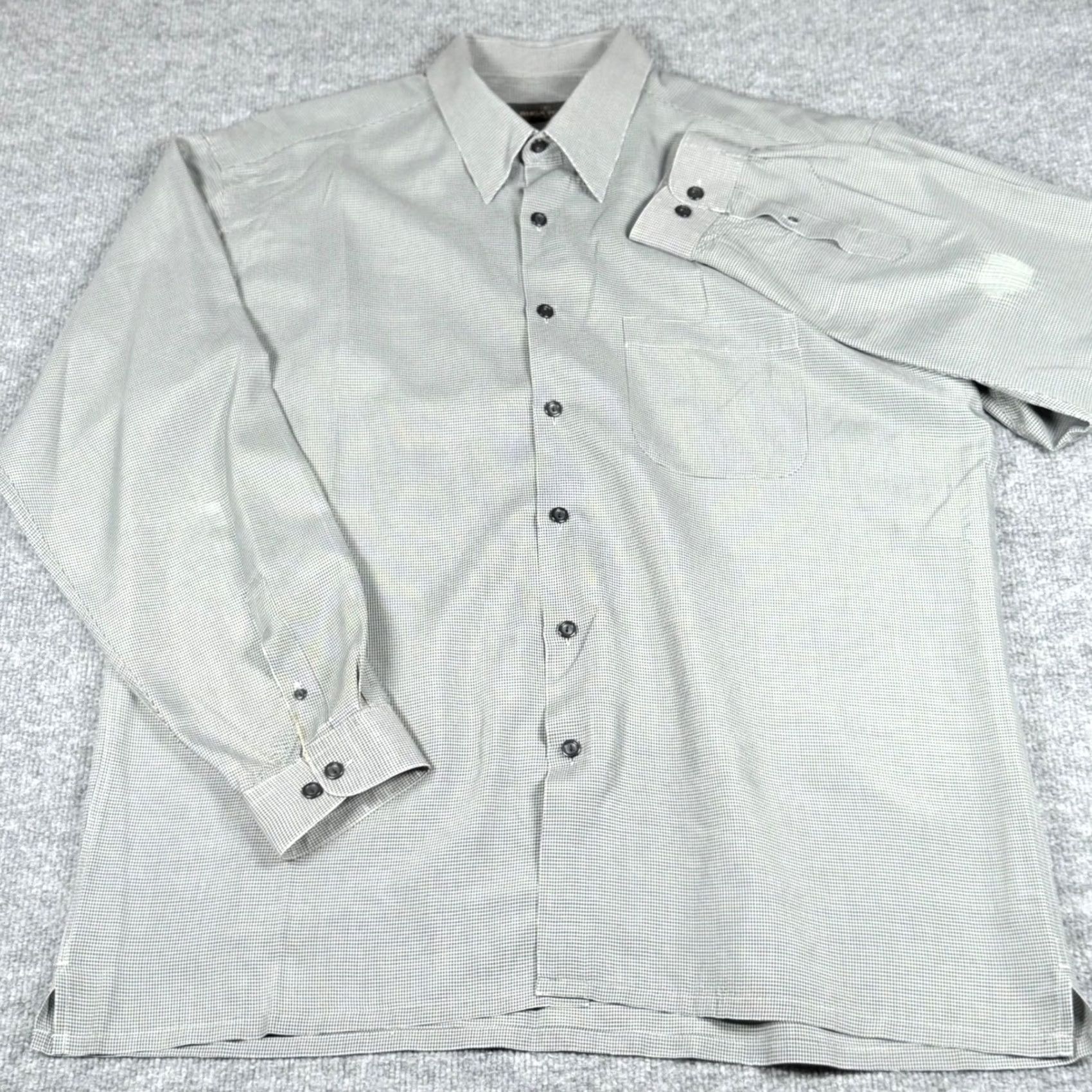 BUGATCHI Bugatchi Uomo XL Button-Down Shirt Men's Long Sleeve Green Gingham Check Designer Pocketed Breathable Cotton Blend Flaws Size US XL / EU 56 / 4 - 3 Thumbnail
