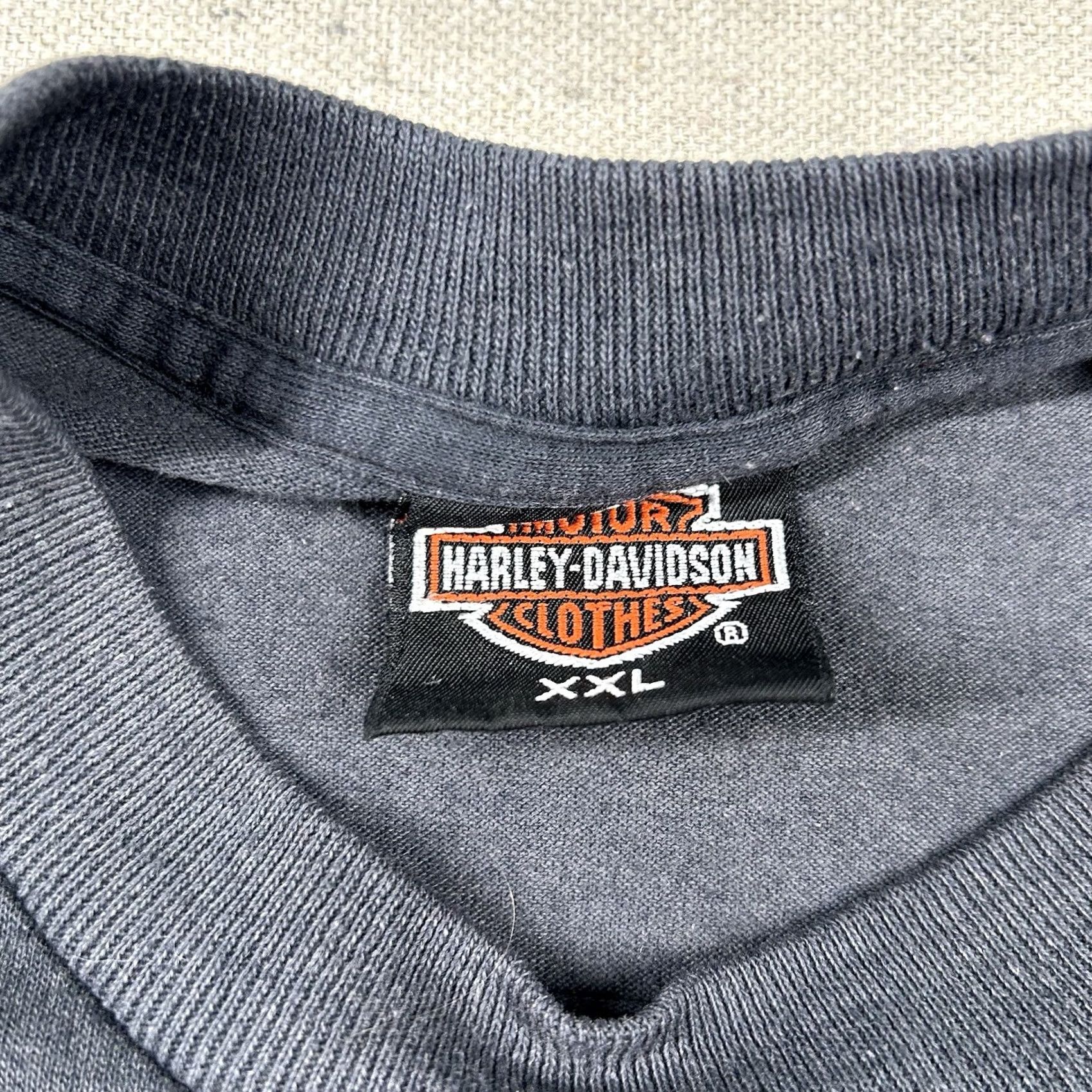 Harley Davidson VINTAGE Harley-Davidson Shirt Mens 2XL Graphic Print 90s Motorcycle Black Crew Neck Short Sleeve T-Shirt Holiday Eureka CA Mens Size US XXL / EU 58 / 5 - 4 Thumbnail
