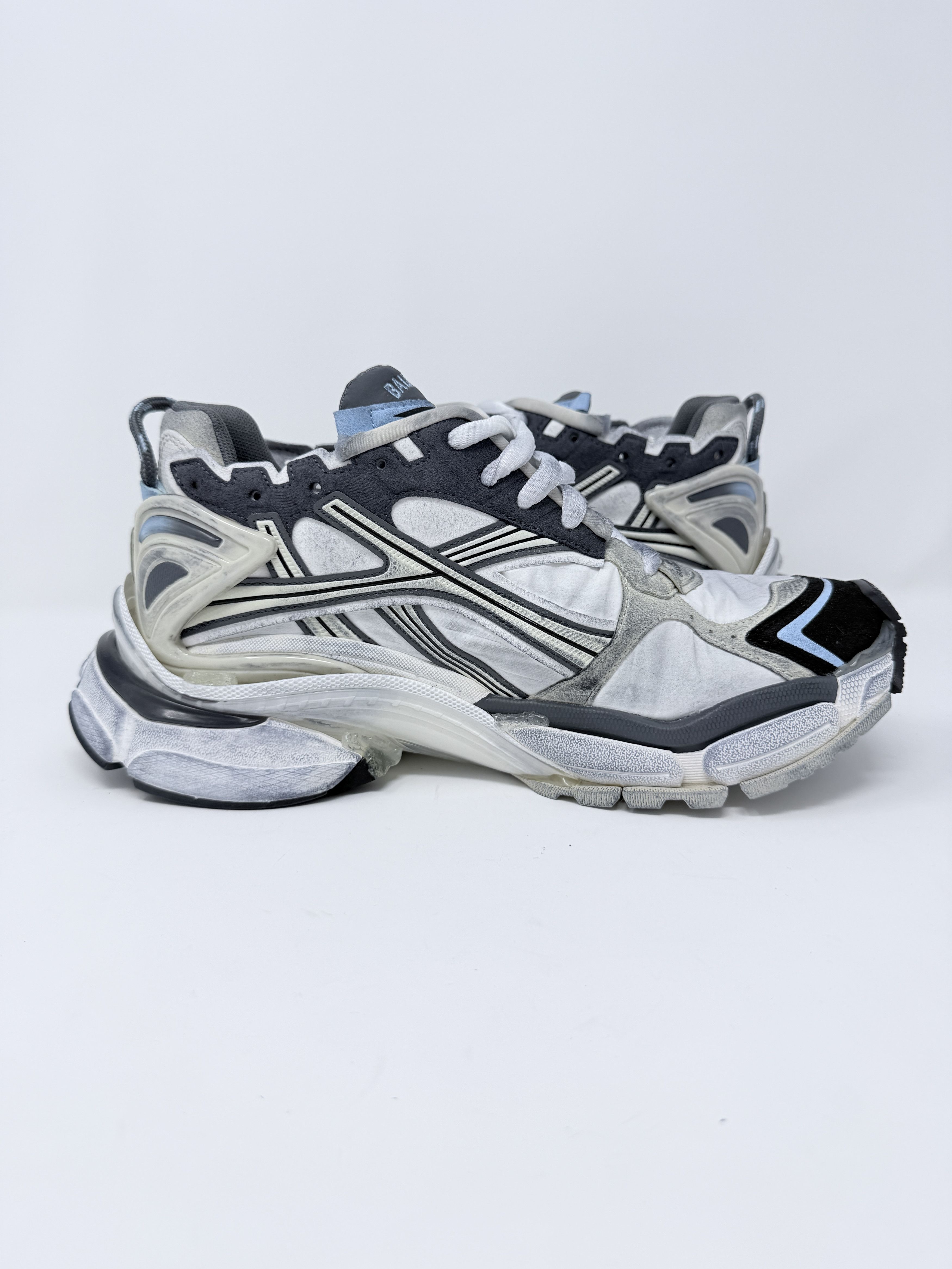 Balenciaga Balenciaga Runner 1.0 Nylon Suede White Blue Gray Size US 8 / EU 41 - 4 Thumbnail