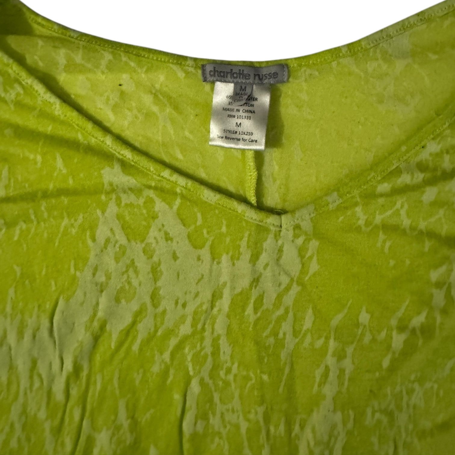 Other Charlotte Russe Women’s Sheer Neon Green Crop Top – Medium Size M / US 6-8 / IT 42-44 - 2 Thumbnail