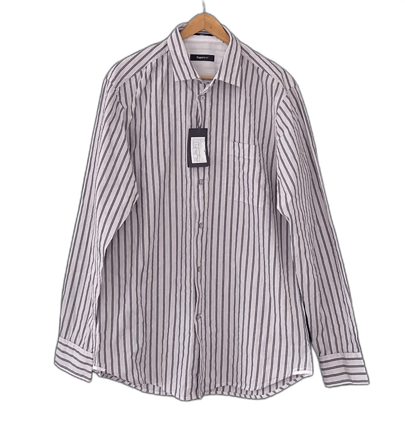 Ermenegildo Zegna Zegna Sport Striped Wrinkled Dress Shirt Size L / US 10 / IT 46 - 1 Thumbnail