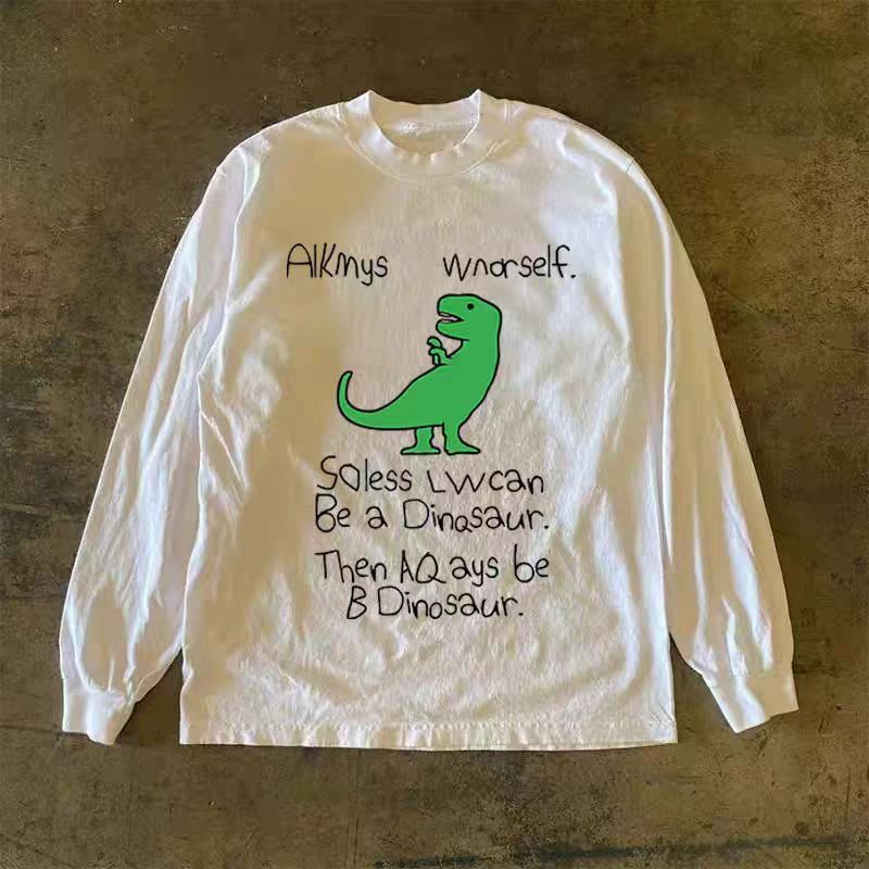 Vintage White washed retro dinosaur print long-sleeved t-shirt Size US M / EU 48-50 / 2 - 1 Thumbnail