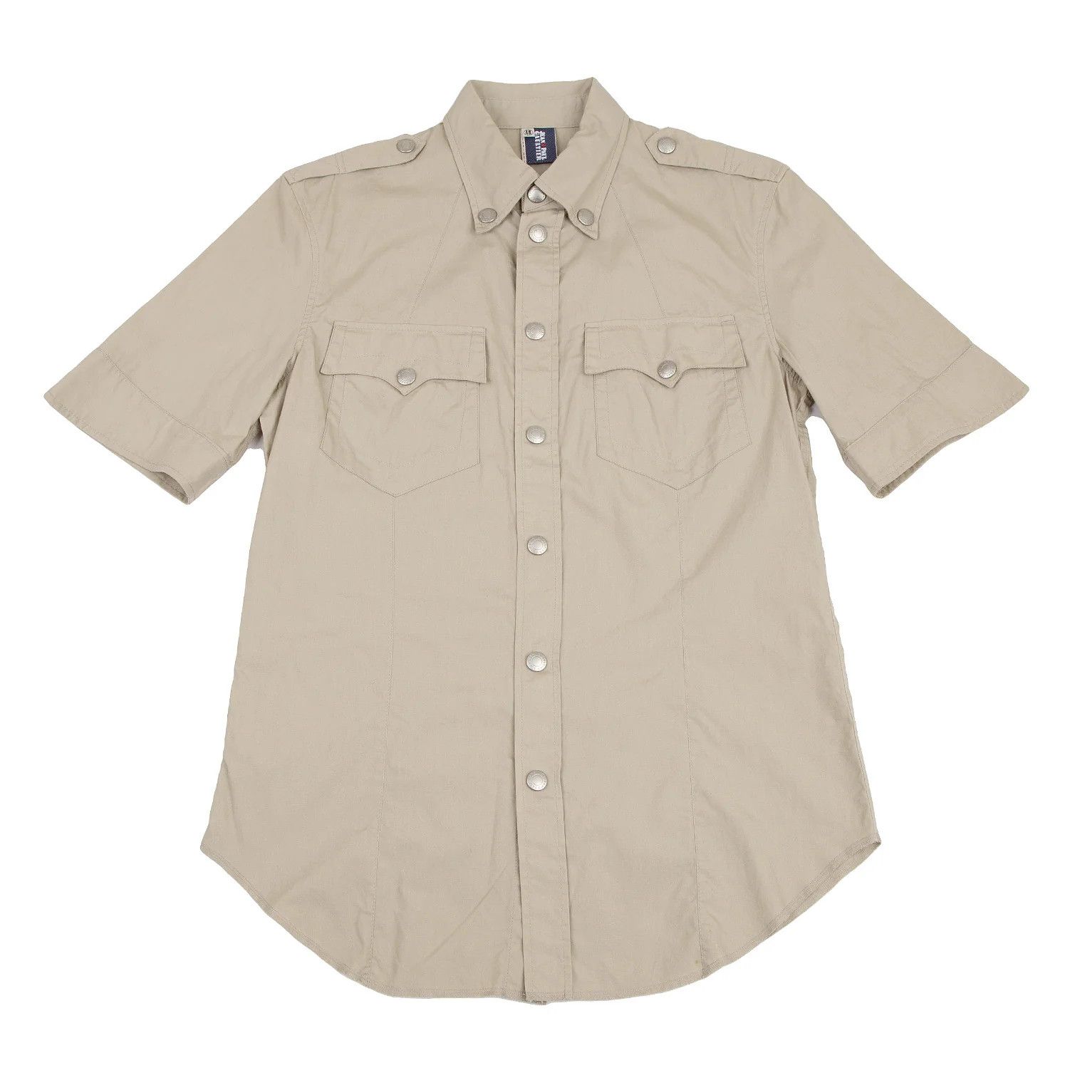 Jean Paul Gaultier Cotton Short Sleeve Military Shirt in Beige, Size 48 Size US M / EU 48-50 / 2 - 1 Thumbnail