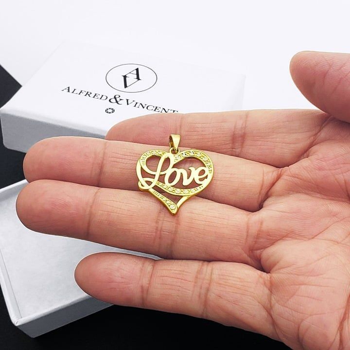 Other Cursive Love Script Heart Real 14k Yellow White Gold Pendant Size ONE SIZE - 3 Thumbnail