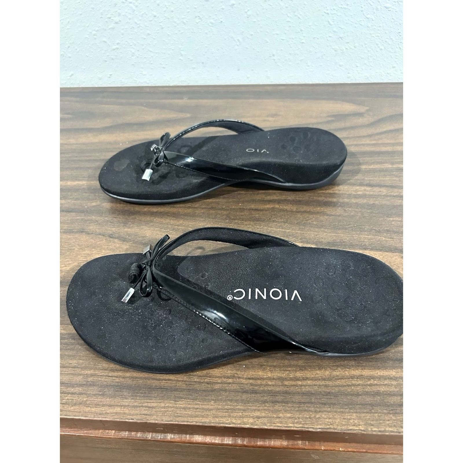 Vionic Vionic Bella II Sandals Sz 6 Black Flip Flop Arch Support Comfort Bows Thong Women Size US 6 / IT 36 - 3 Thumbnail