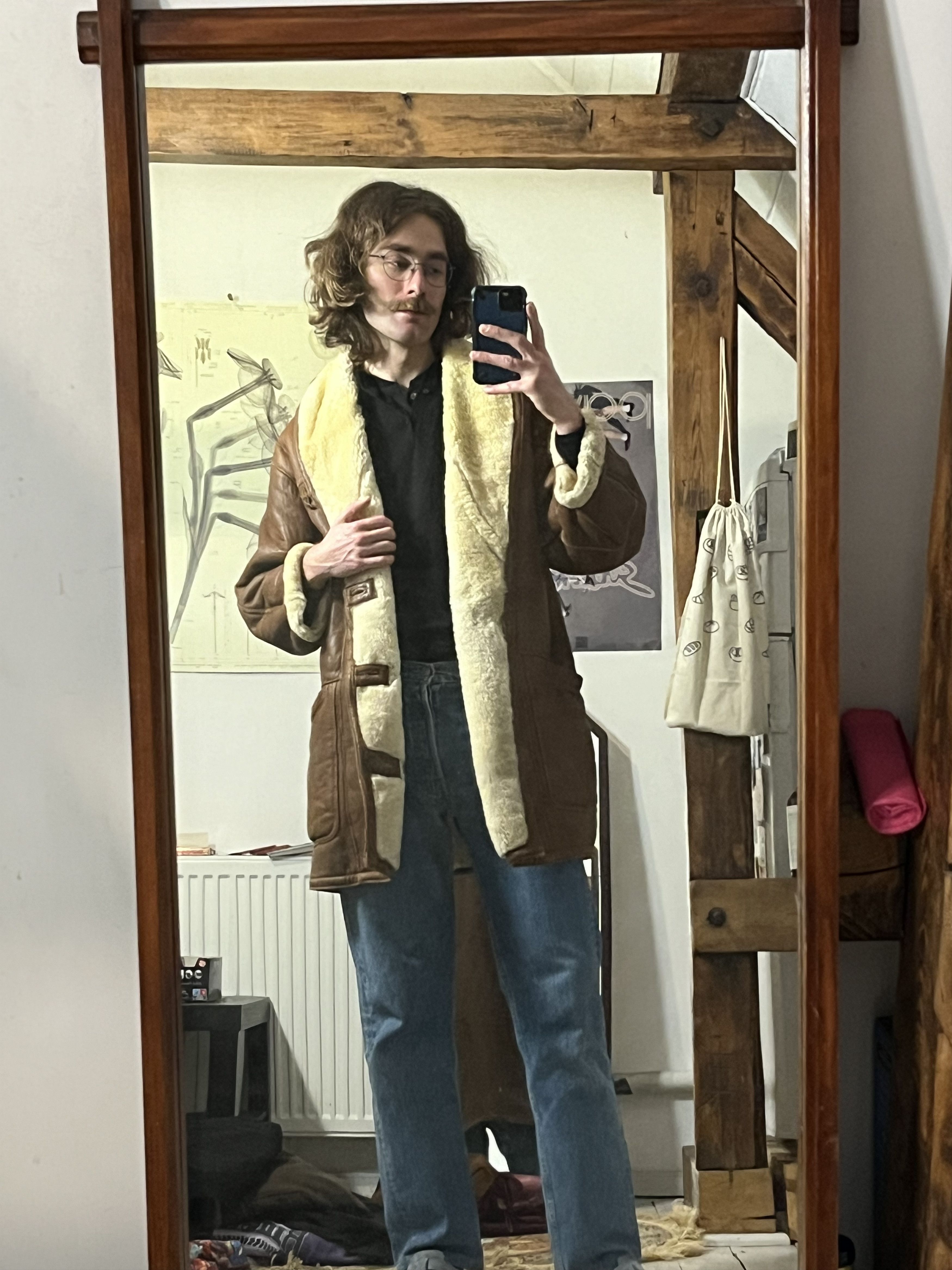Other Vintage 80s Real Leather Wool Military Heavy Coat Size US M / EU 48-50 / 2 - 2 Thumbnail