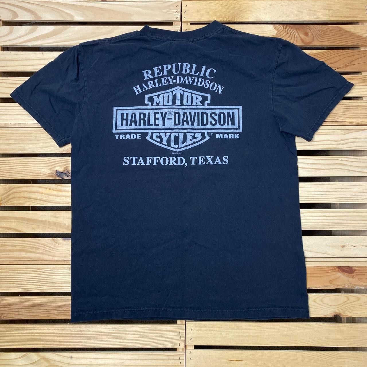 Harley Davidson Harley Davidson Stafford, TX 2011 Black Biker Tee Size Large Size US L / EU 52-54 / 3 - 2 Thumbnail