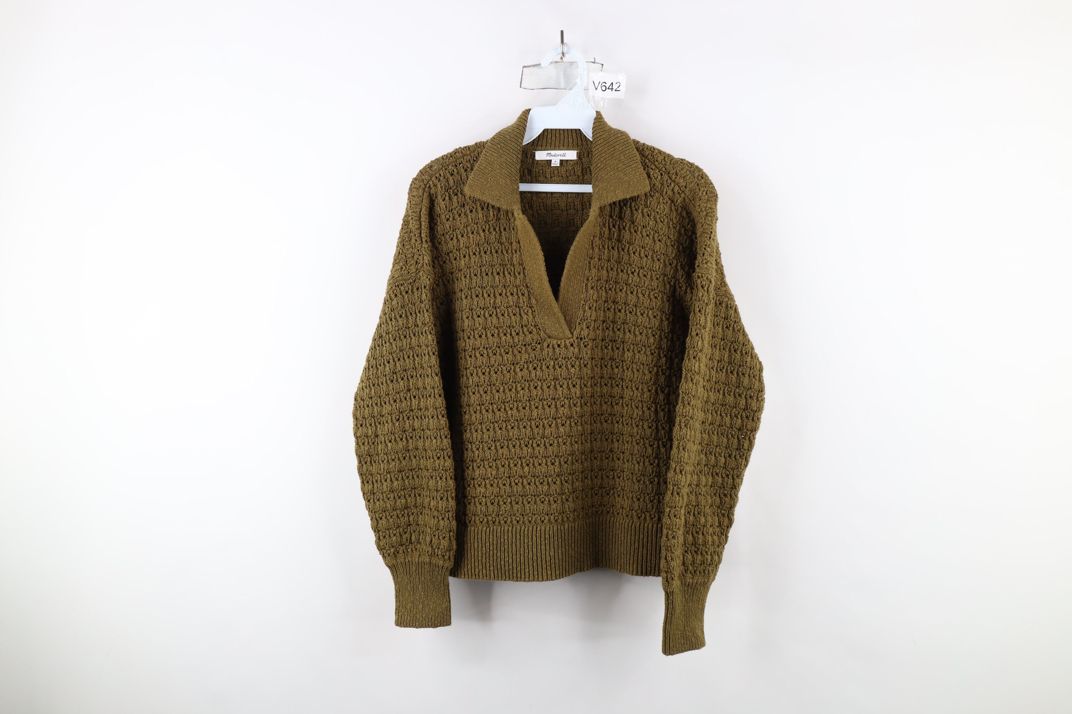 Madewell × Vintage Madewell Open Stitch Merino Wool Blend Knit Collared Sweater Size M / US 6-8 / IT 42-44 - 1 Thumbnail