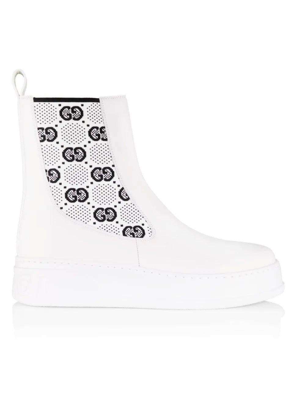 image of Gucci GG Supreme Chelsea Boots Size 42 in White, Women's