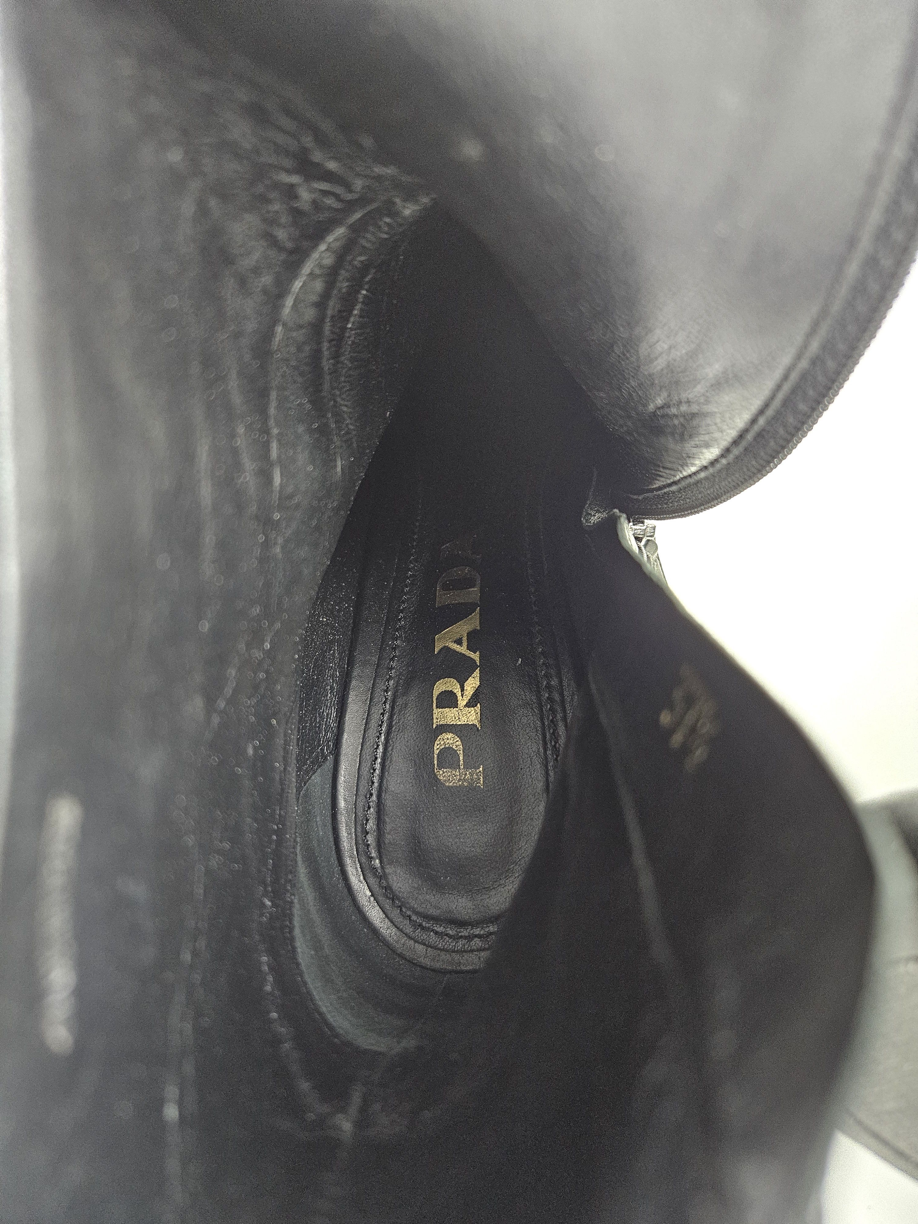 Prada Prada calf leather side zip block heel ankle boots Size US 7.5 / IT 37.5 - 18 Thumbnail