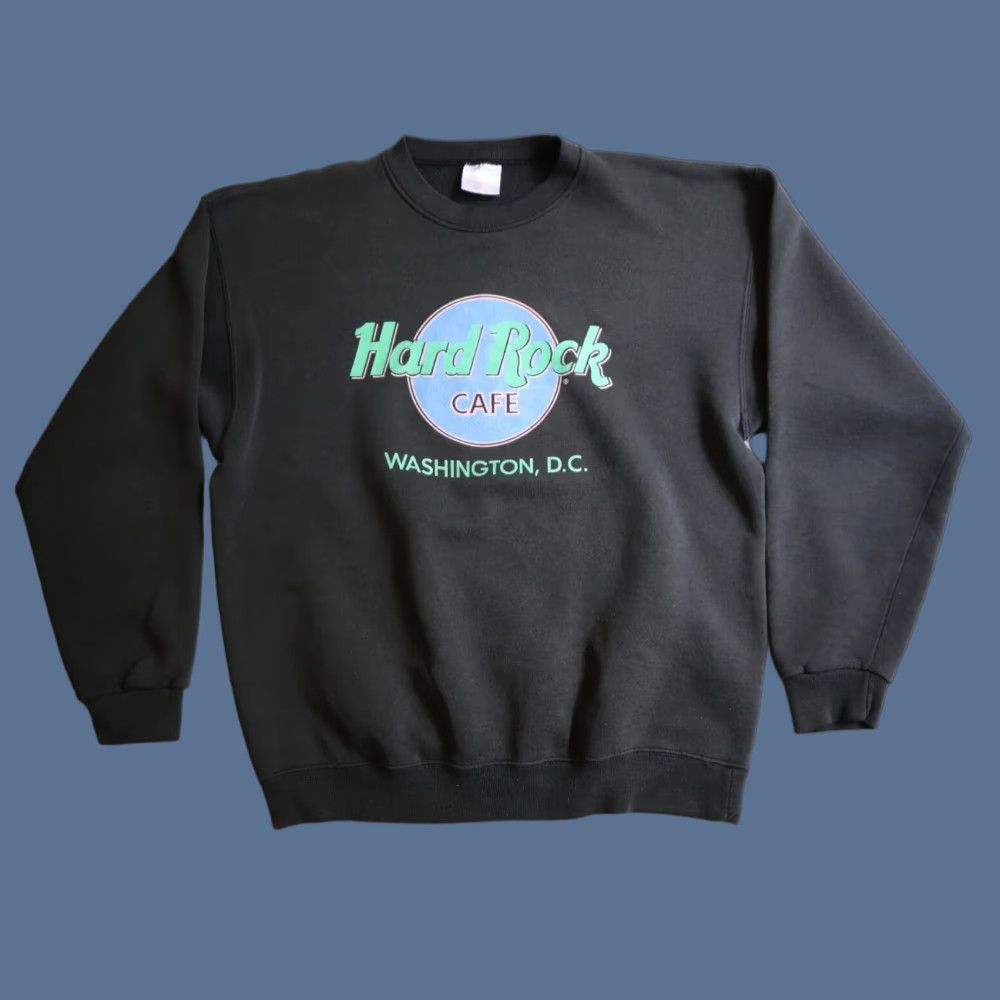 VINTAGE Hard Rock Cafe Sweatshirt Mens Large Black Crew Neck Shirt