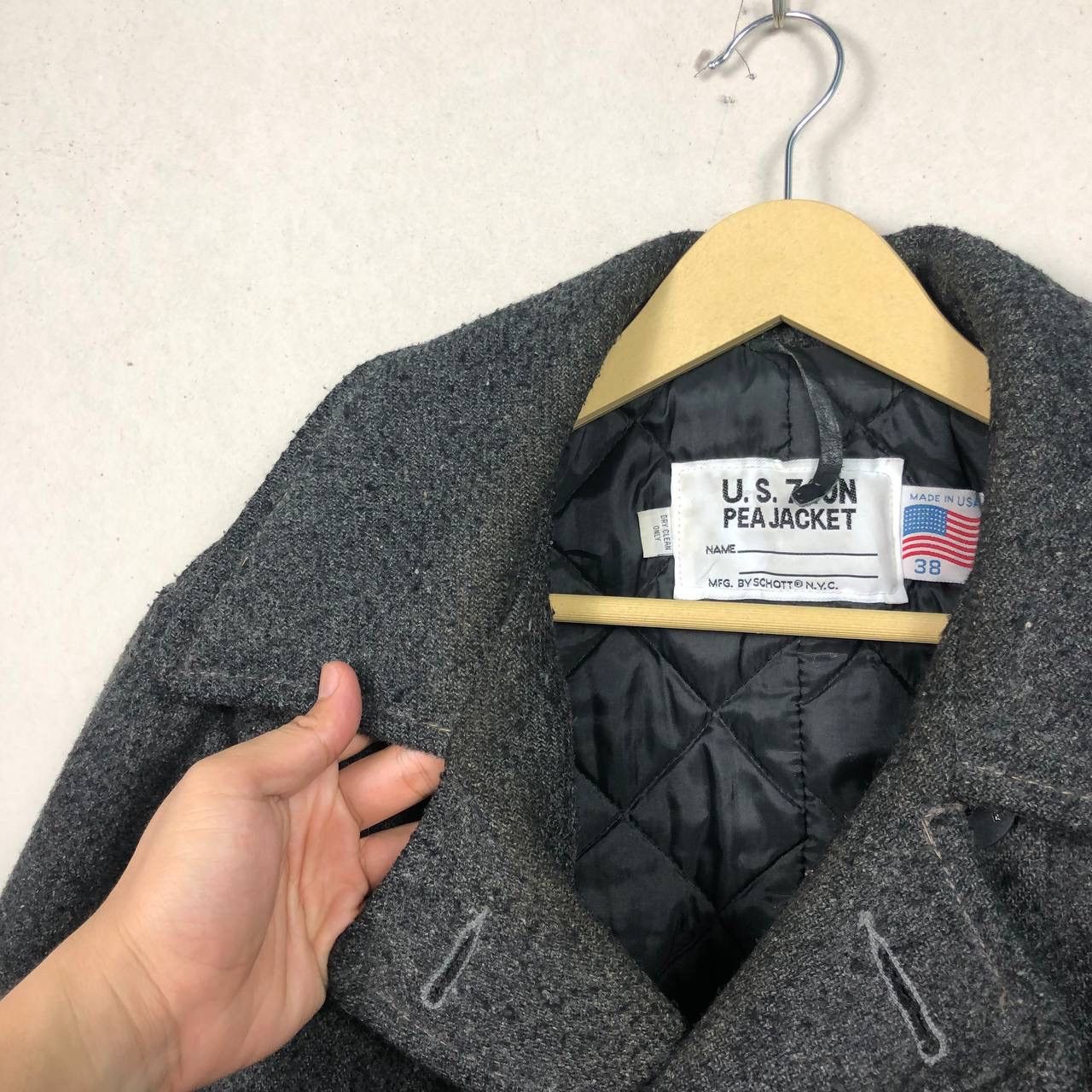 Schott Vintage 80s Schott US 740N Wool Coat Pea Jacket Car Coat Size US M / EU 48-50 / 2 - 9 Thumbnail