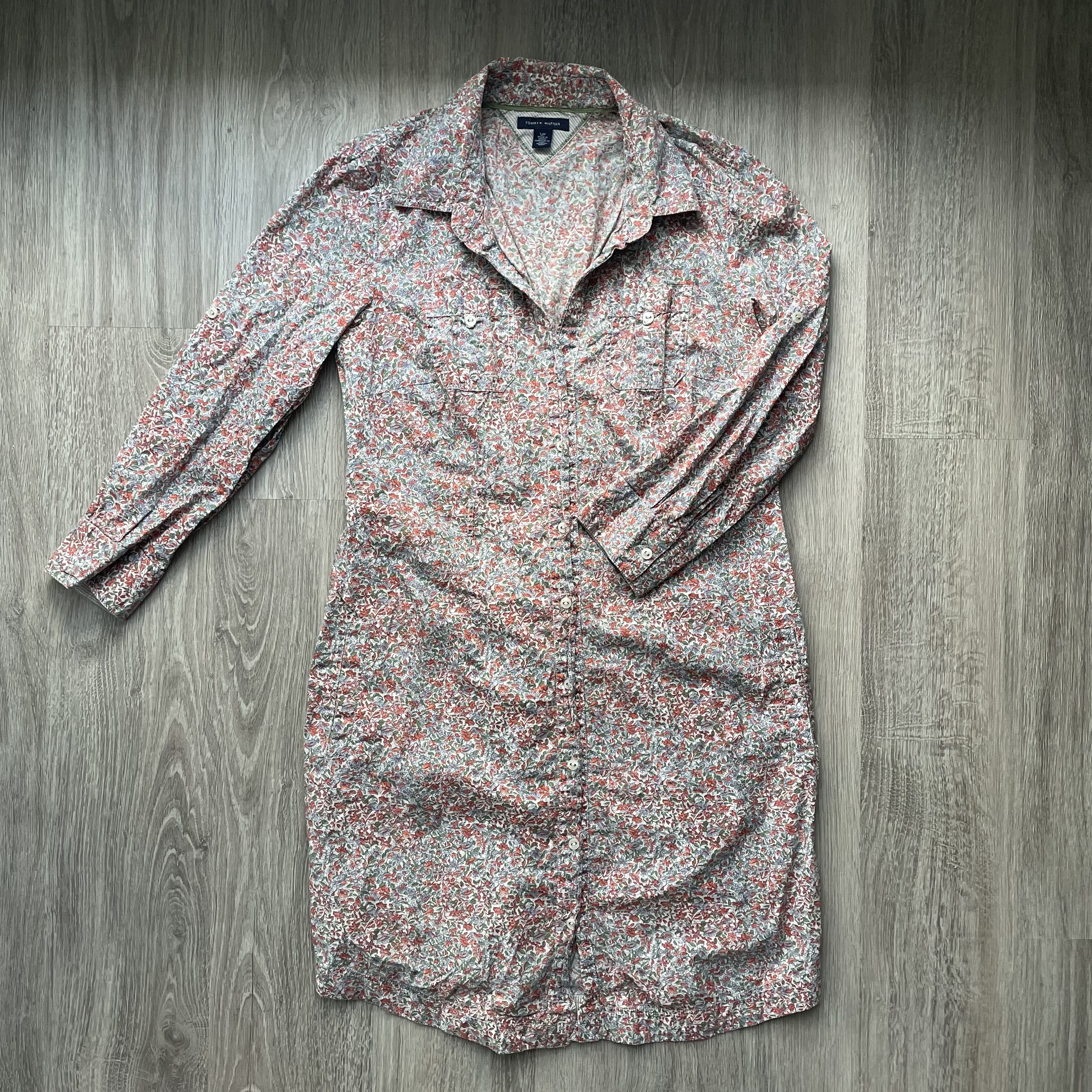 Tommy Hilfiger Tommy Hilfiger Floral Cotton Shirt Dress Roll-Tab Sleeve S Size S / US 4 / IT 40 - 2 Thumbnail