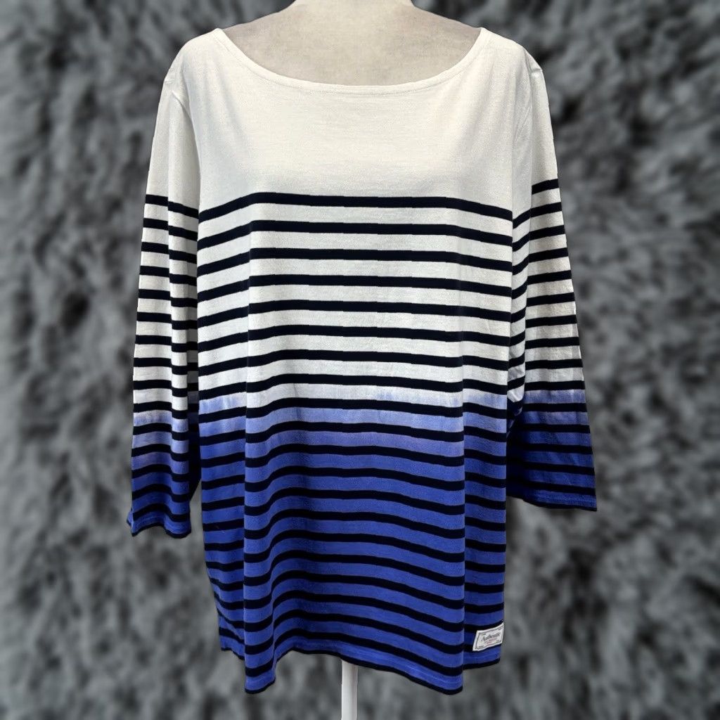 Talbots Talbots T-Shirt 3X Multicolor Ombré Dip Dye Striped 3/4 Sleeve Women Size XXL / US 16-18 / IT 52-54 - 1 Thumbnail
