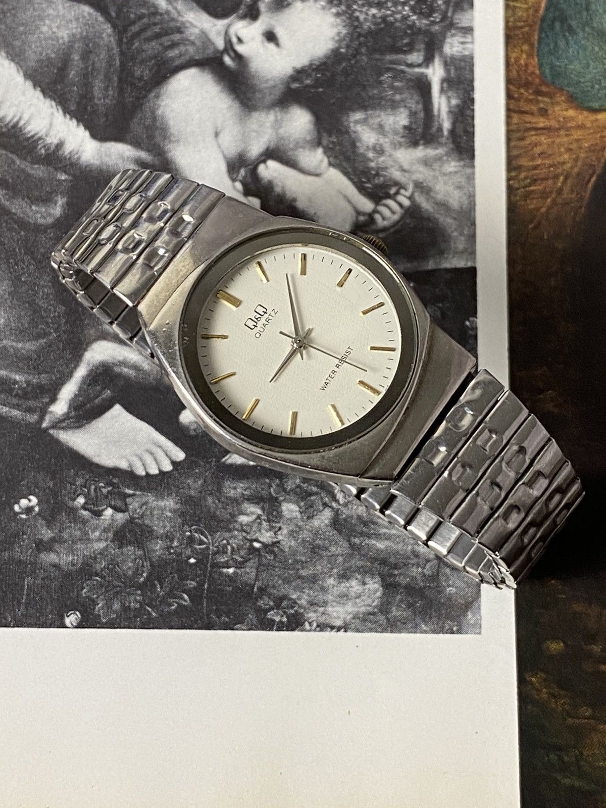 Japanese Brand Vintage Q&Q Quartz Watch Silver Tone Expansion Band Size ONE SIZE - 8 Thumbnail
