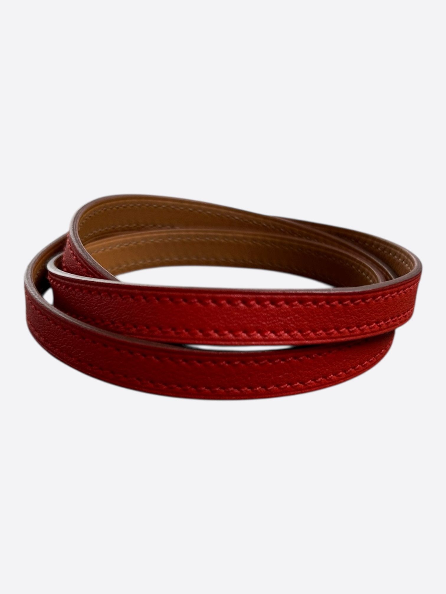 Hermes Red Swift & Palladium Hardware Etriviere Double Bracelet Size ONE SIZE - 2 Thumbnail