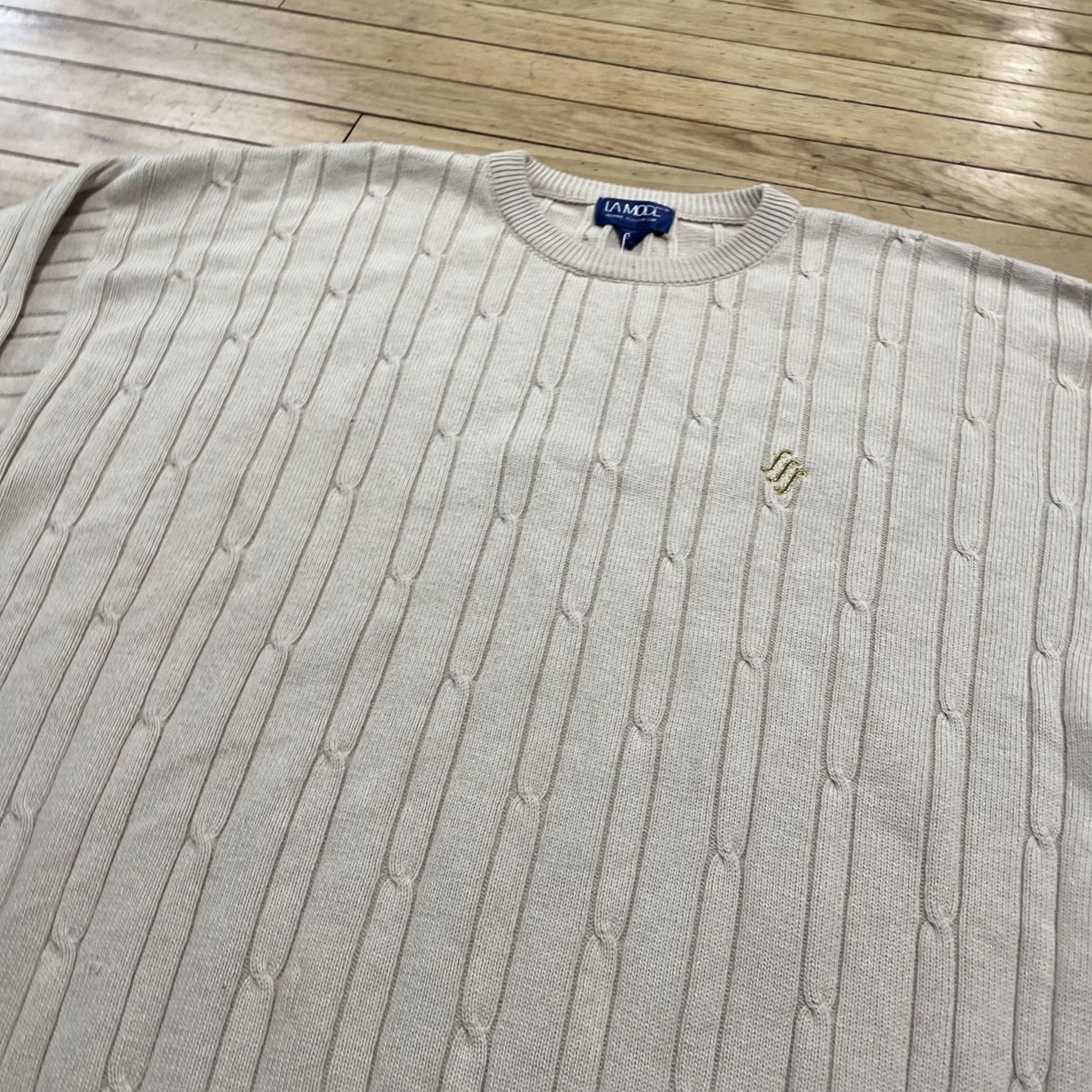 Vintage VINTAGE La Mode Sweater Men XXL Tan New Deadstock 90s Golf Cable Knit Old Money Pullover Knits Mens Size US XXL / EU 58 / 5 - 4 Thumbnail