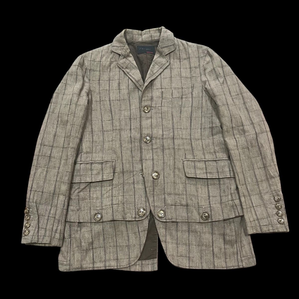 Japanese Brand Brown checked cotton blazer Size US M / EU 48-50 / 2 - 3 Thumbnail