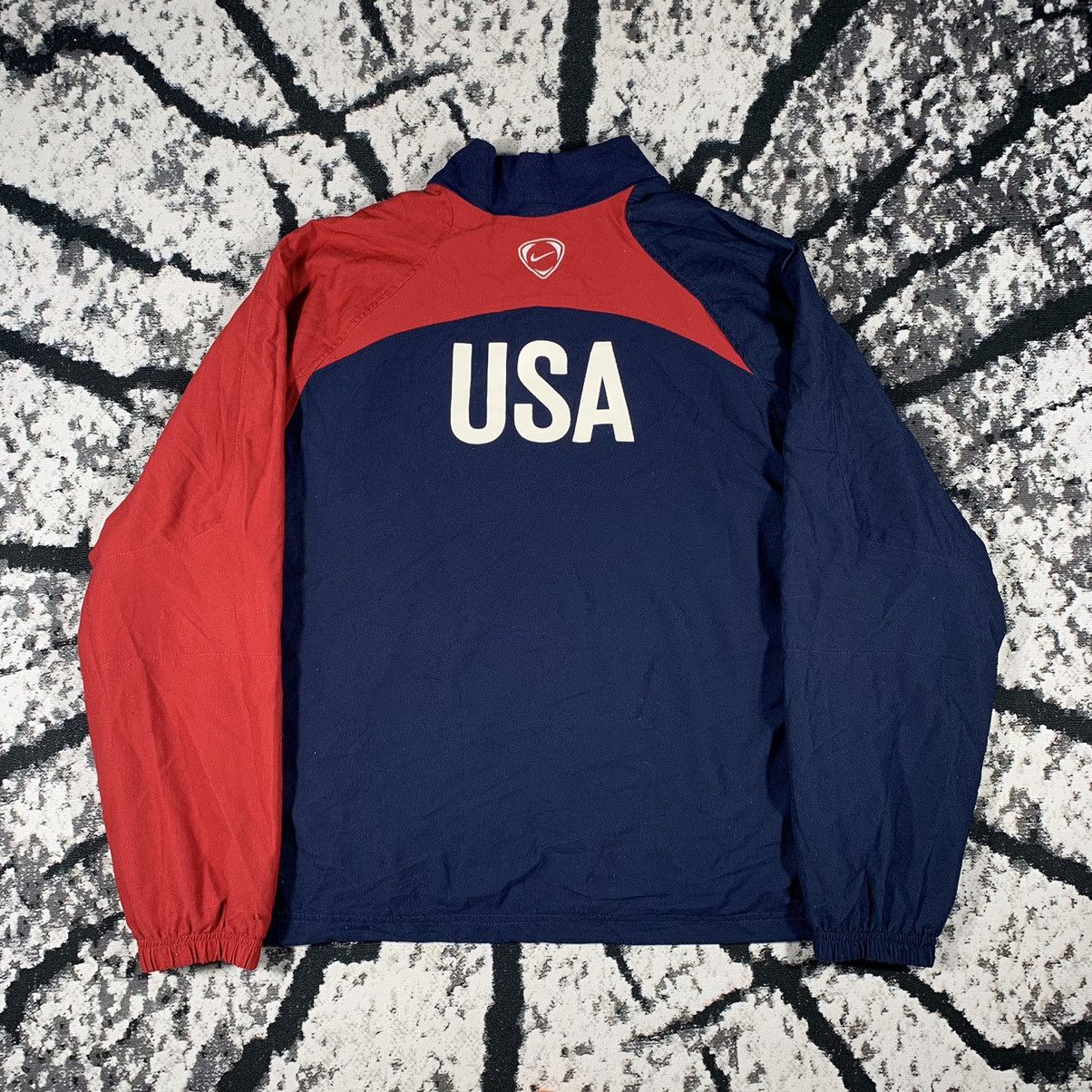 Nike × Vintage Vintage 90’s Nike USA Big Logo Football Zip Jacket Rare Size US XL / EU 56 / 4 - 2 Thumbnail