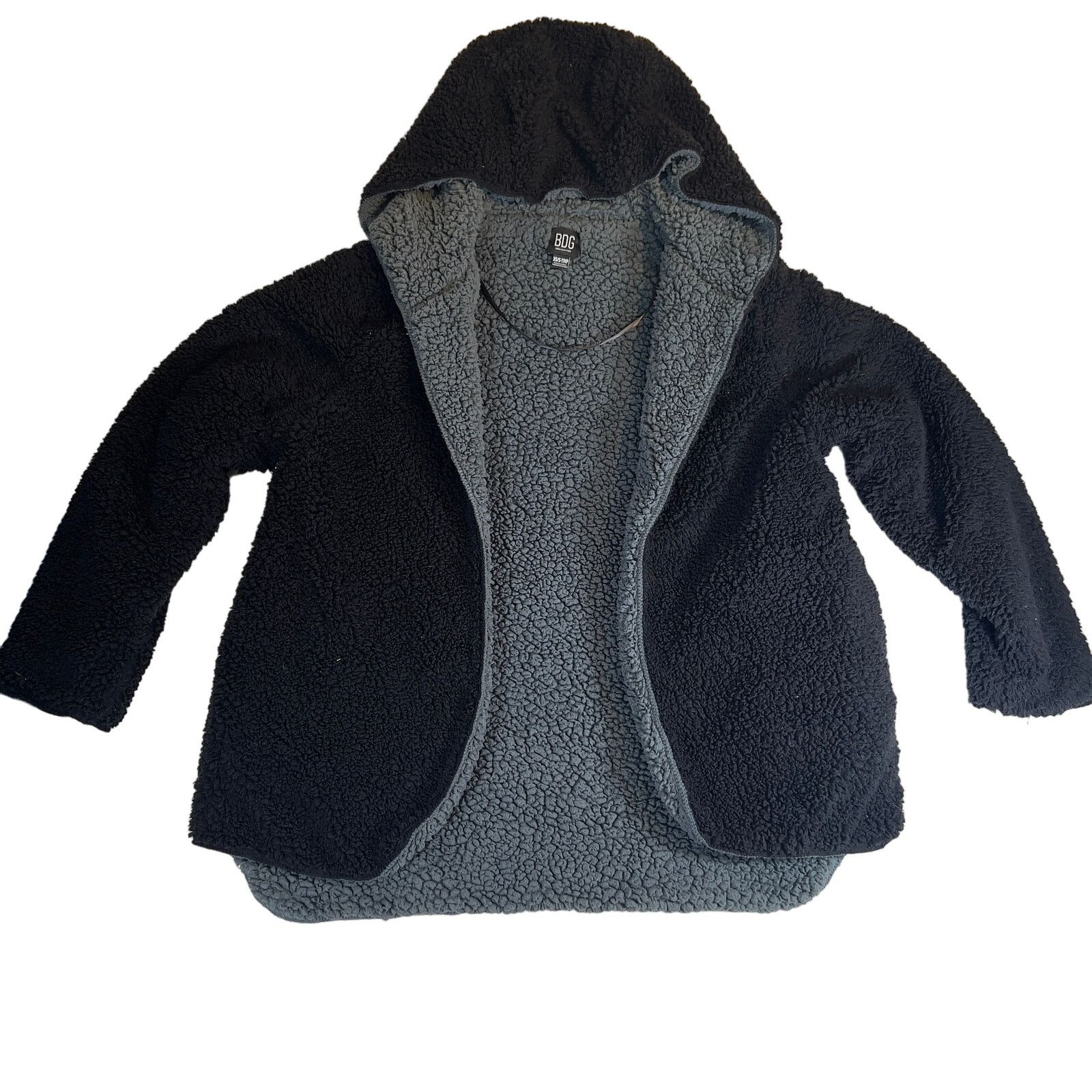 Urban Outfitters BDG Urban Outfitters Fleece Hoodie Uni XS/S Black Grey Fluff Size S / US 4 / IT 40 - 1 Thumbnail