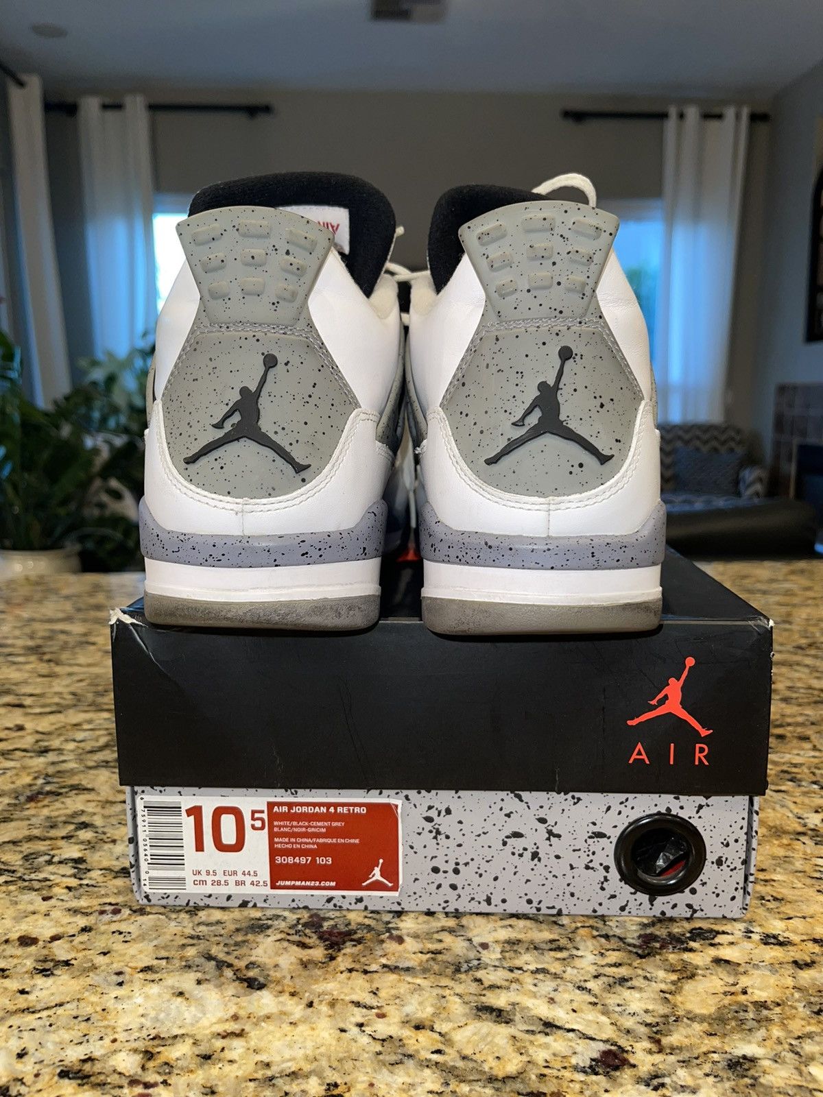 Jordan Brand AIR JORDAN 4 RETRO - White/Black-Cement Grey (2012 Release) Size US 10.5 / EU 43-44 - 11 Thumbnail