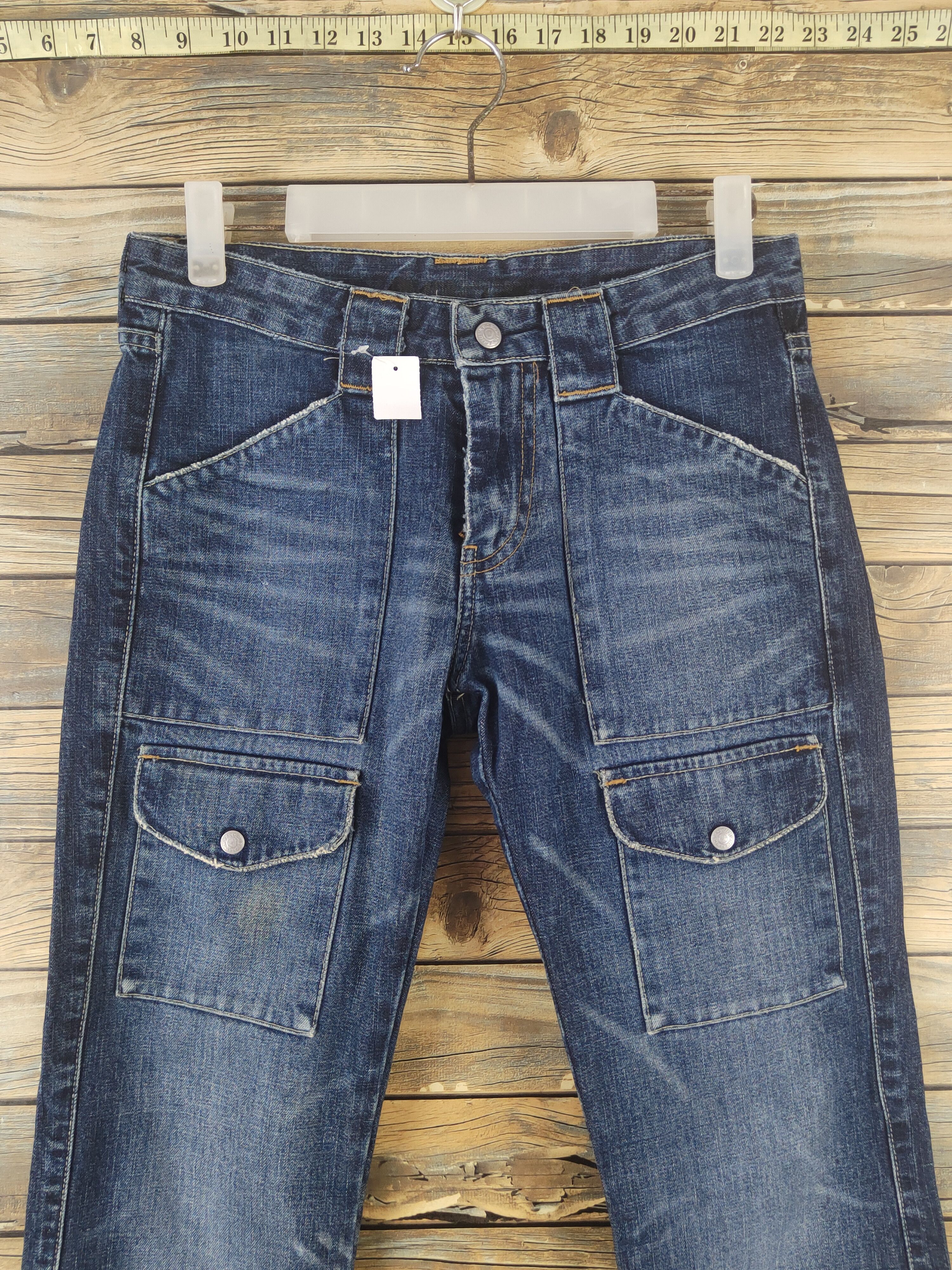 Japanese Brand DL Tanker Zip Blue Distressed Ripped Jeans #1916 Size 26" / US 2 / IT 38 - 2 Thumbnail
