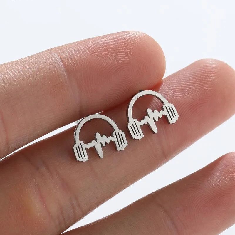 Jewelry Headphone Stud Earrings Charm Earring Gift Size ONE SIZE - 1 Thumbnail