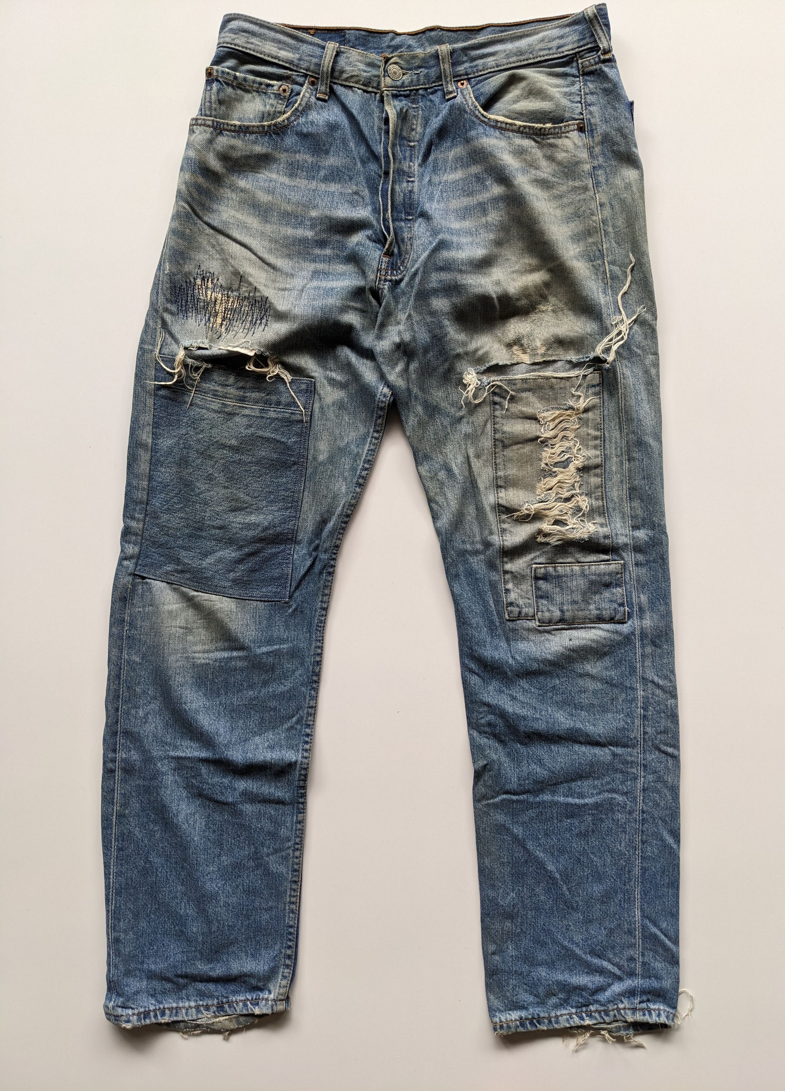 Levi's × Vintage Vintage Levi's 501 distressed patchwork jeans Size US 32 / EU 48 - 1 Thumbnail