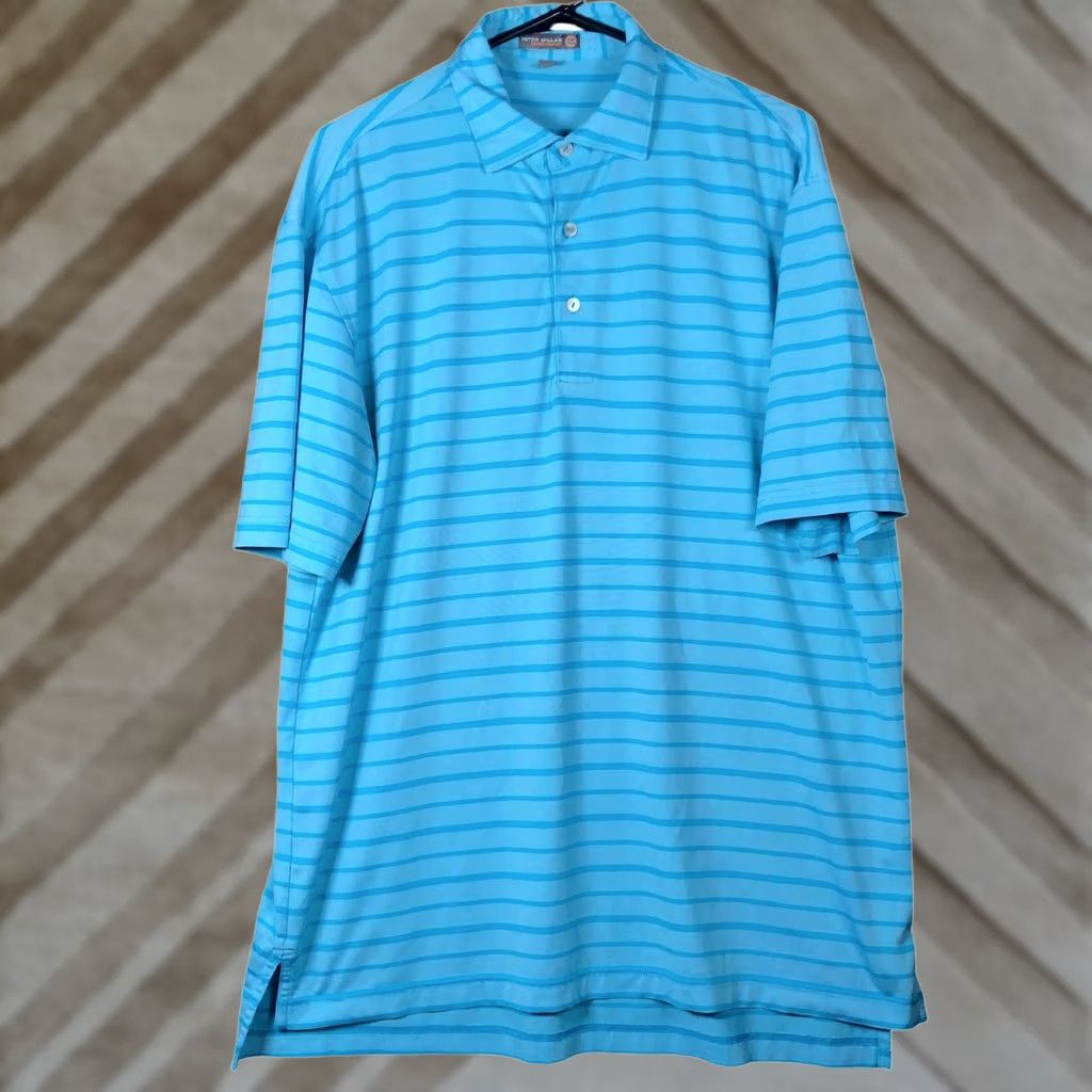 Peter Millar Peter Millar Mens Shirt Blue Stripe Polo Short Sleeve Stretch M Size US M / EU 48-50 / 2 - 1 Thumbnail