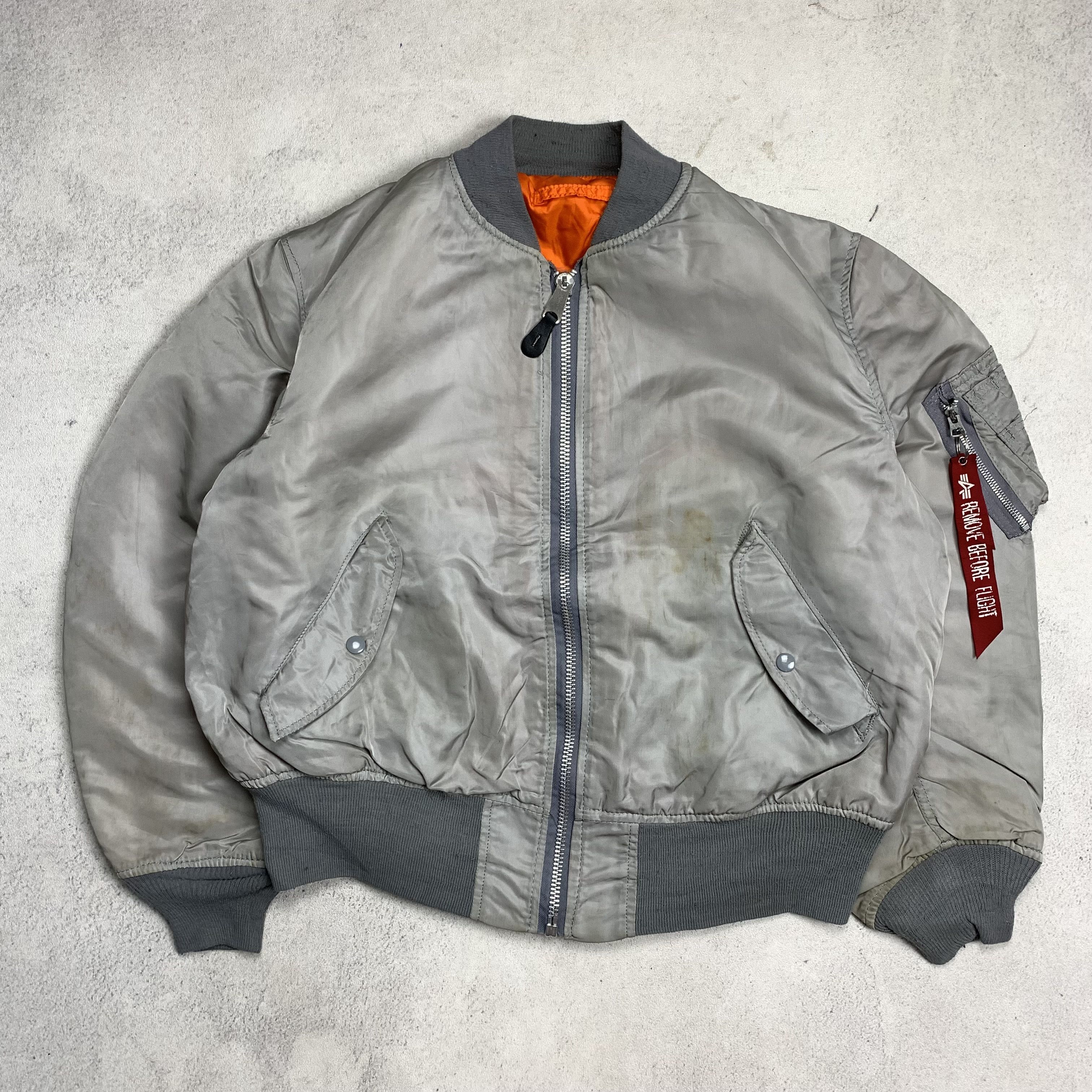 Alpha Industries Vintage 90s Alpha Industries Silver Nylon MA-1