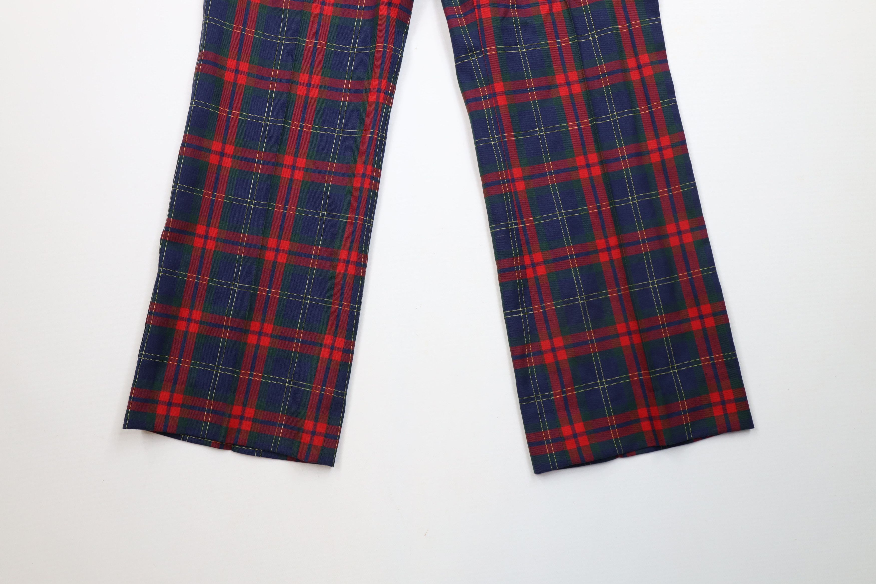 Vintage 70s Streetwear Wool Bell Bottoms Chino Pants Plaid