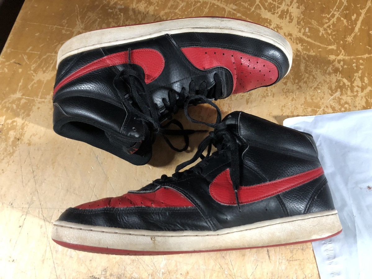 Nike Nike Court Vision Mid Bred Black University Red White Used Size US 11 / EU 44 - 9 Thumbnail