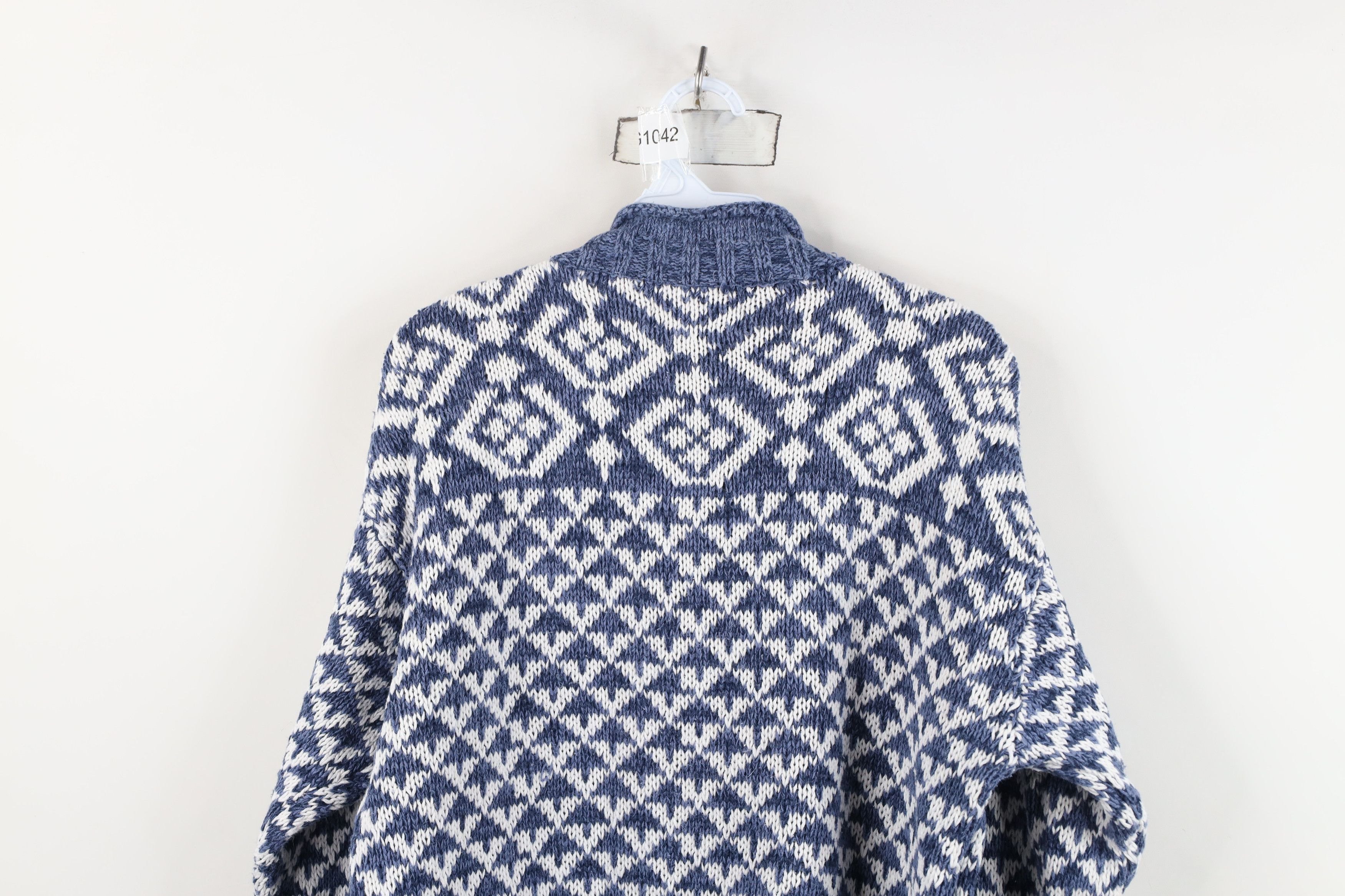 Vintage Vintage 90s Streetwear Geometric Marled Knit Tunic Sweater Size L / US 10 / IT 46 - 9 Thumbnail