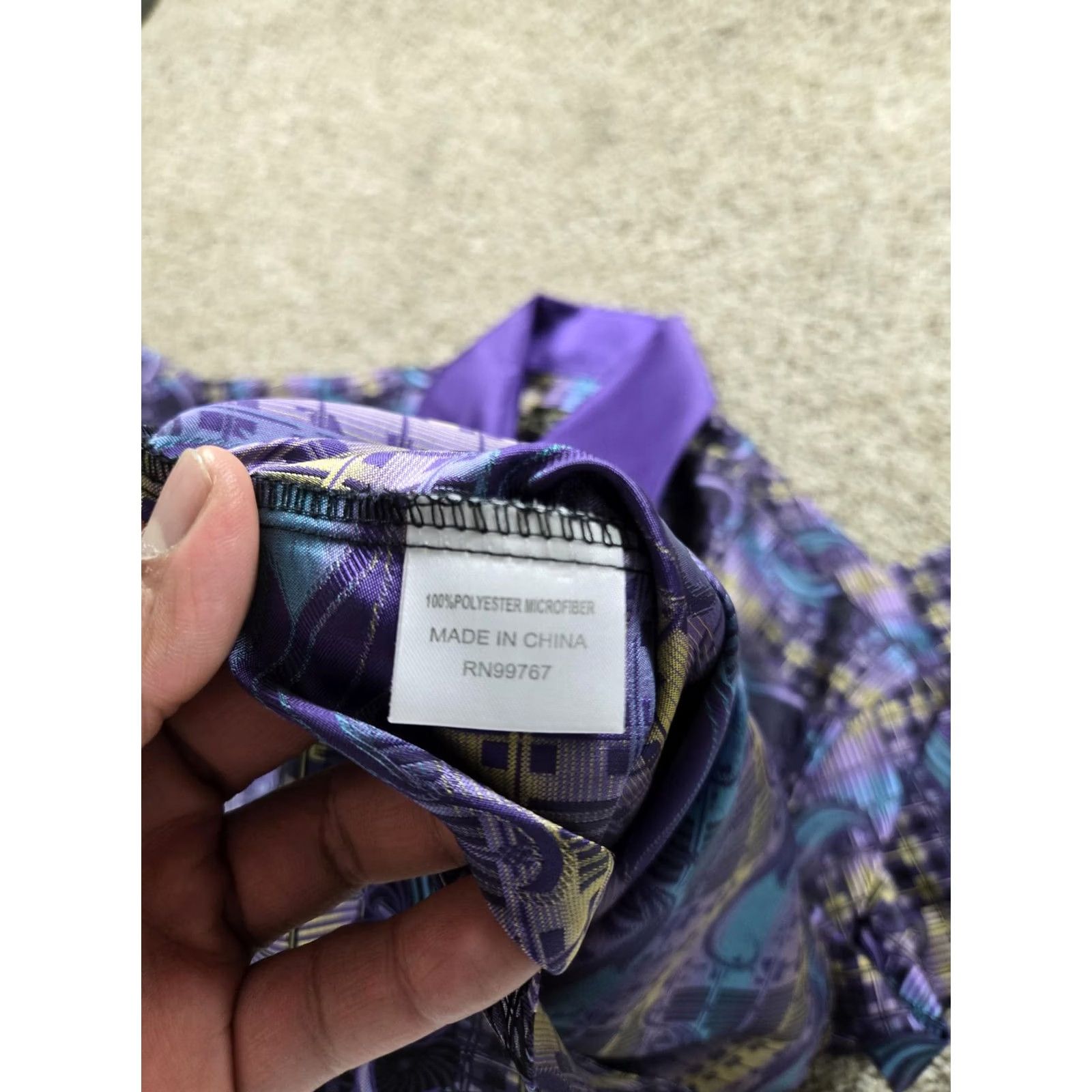 Vintage Daniel Ellissa Shirt Mens XL Purple Geometric Print Shiny Long Sleeve Button-Up Size US XL / EU 56 / 4 - 5 Thumbnail